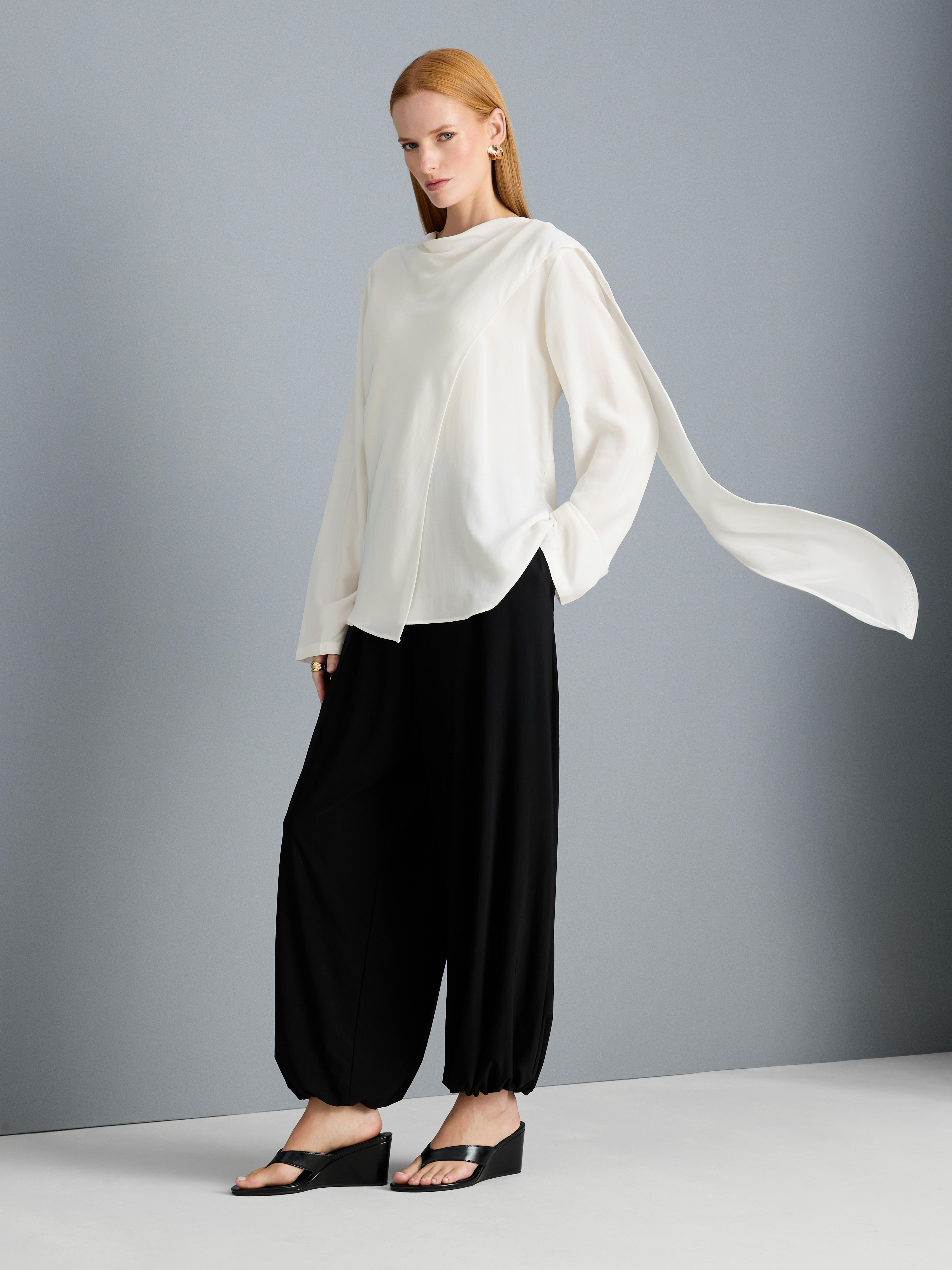 Relaxed Drape Blouse - White