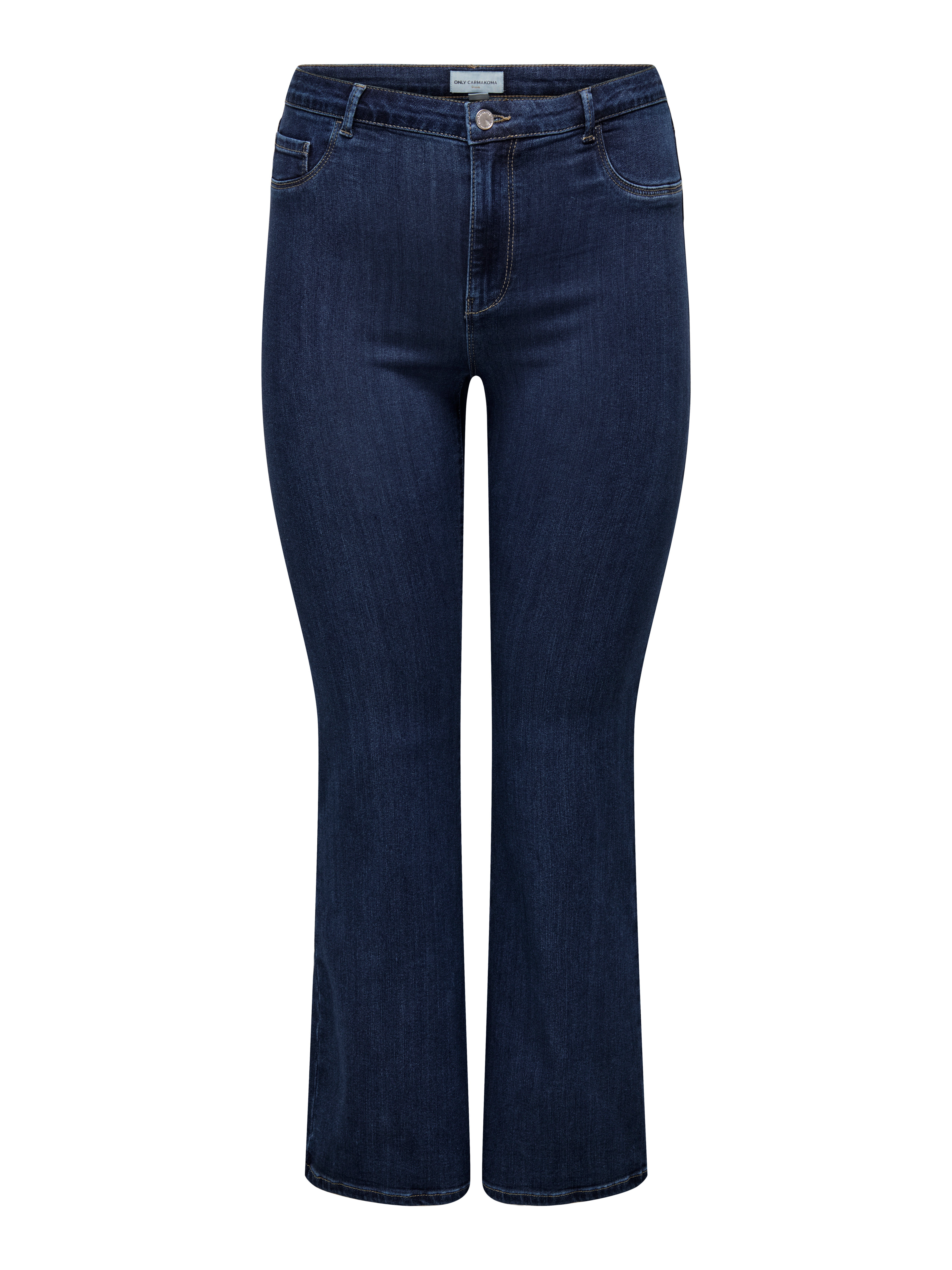 CARTHUNDER Mid waist Flared Fit Jeans Dark Blue Denim