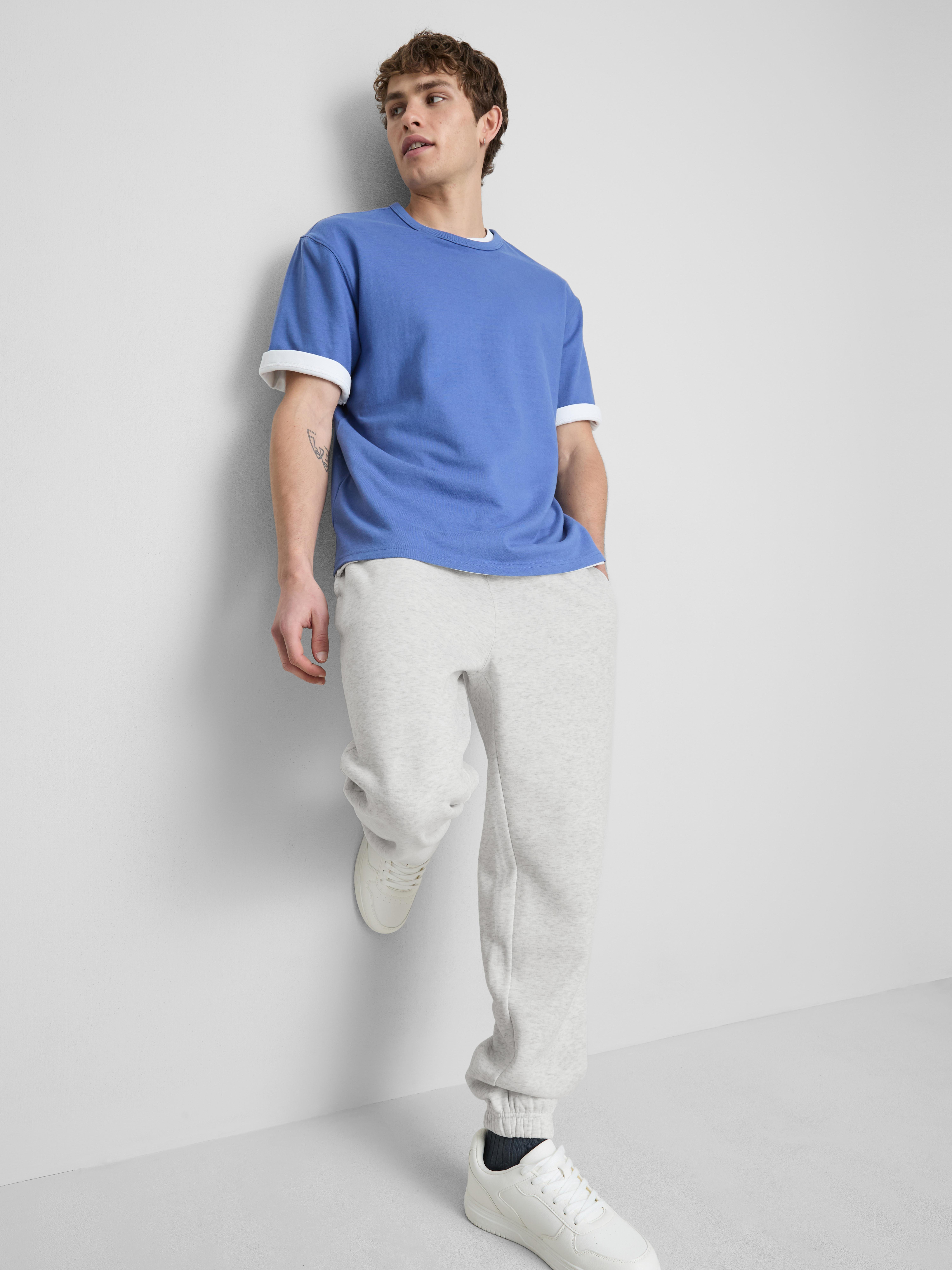Stretch Waist Cuffed Joggers - Gray