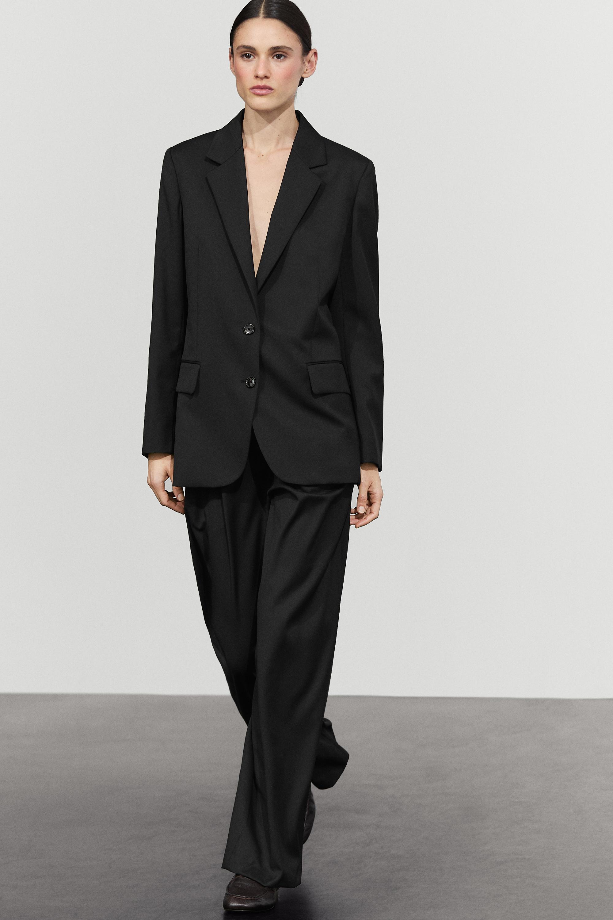 100% extra fine wool two-button blazer - BLACK