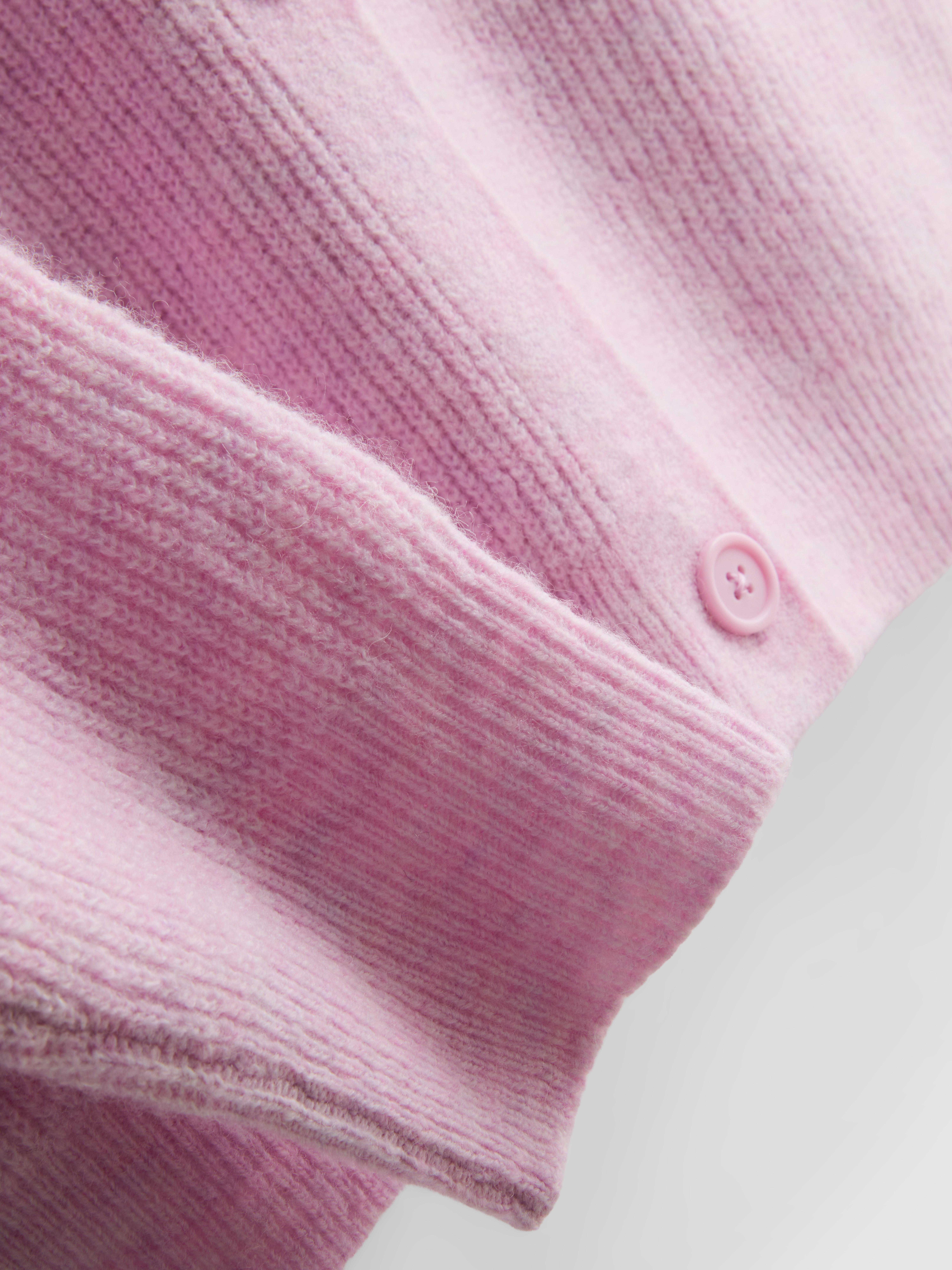 Soft Rib V-Neck Cardigan - Pink