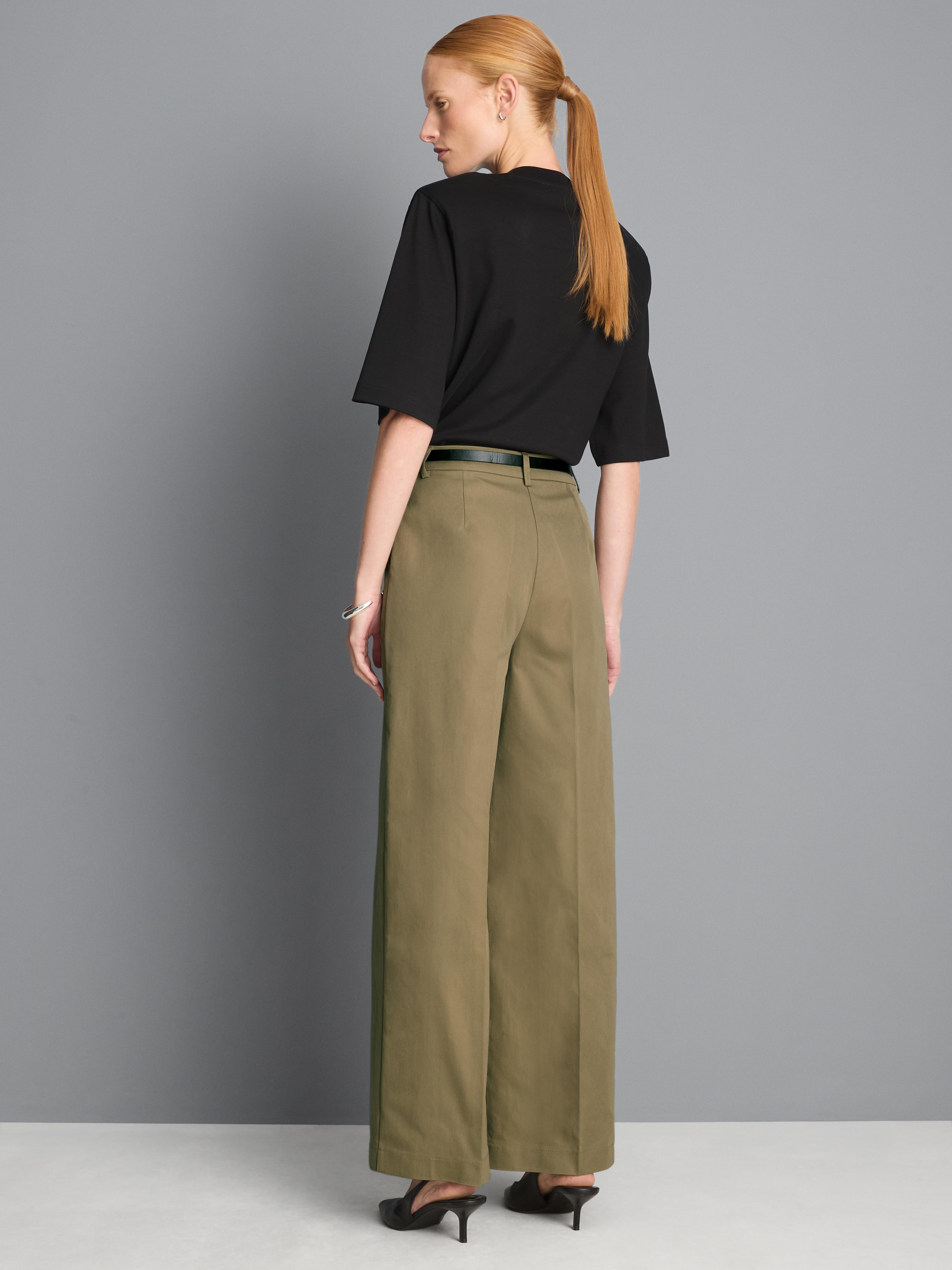 Belted Wide-Leg Pants - Olive