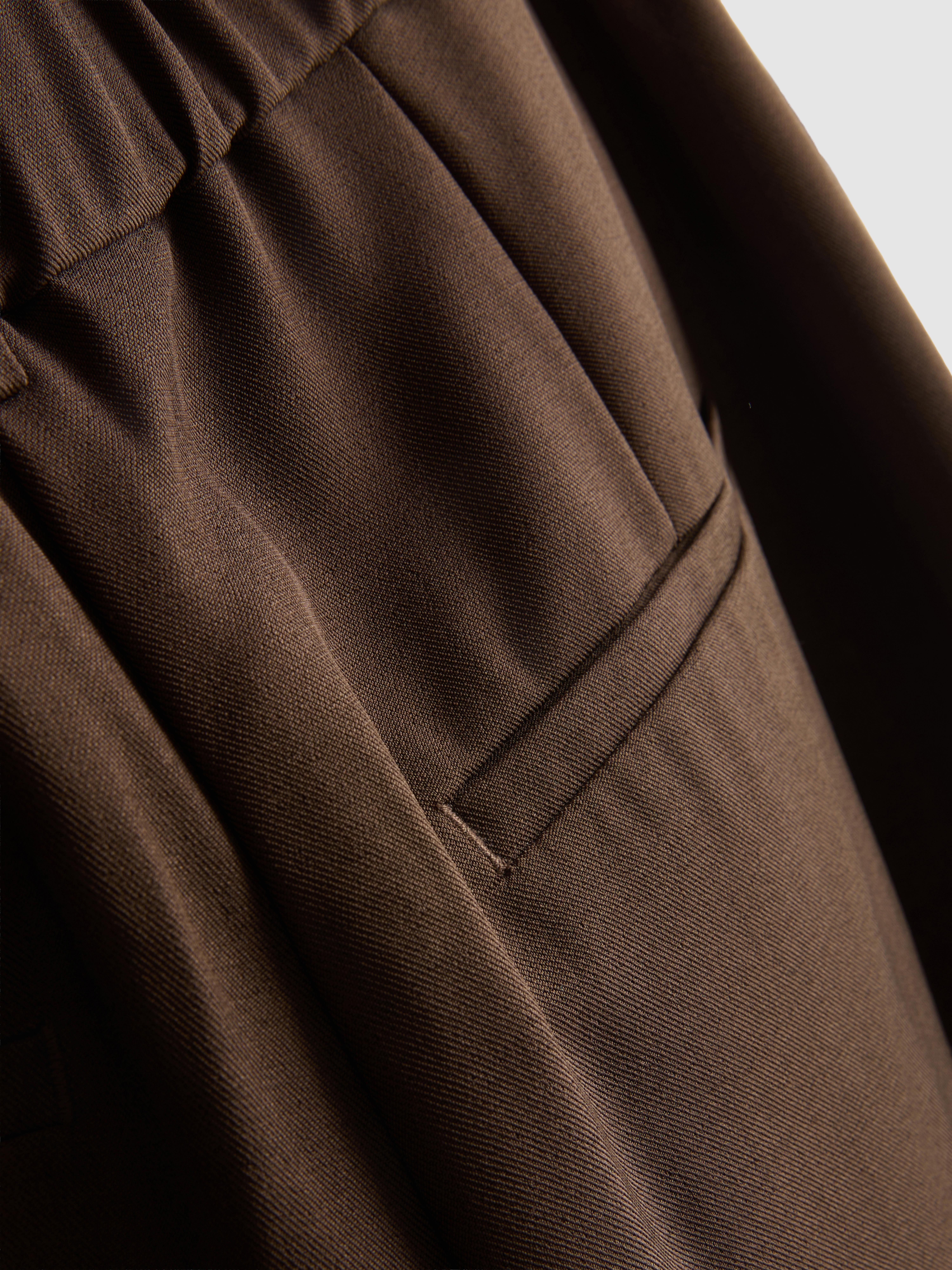 High Waisted Pleated Wide Leg Pants - Mocha