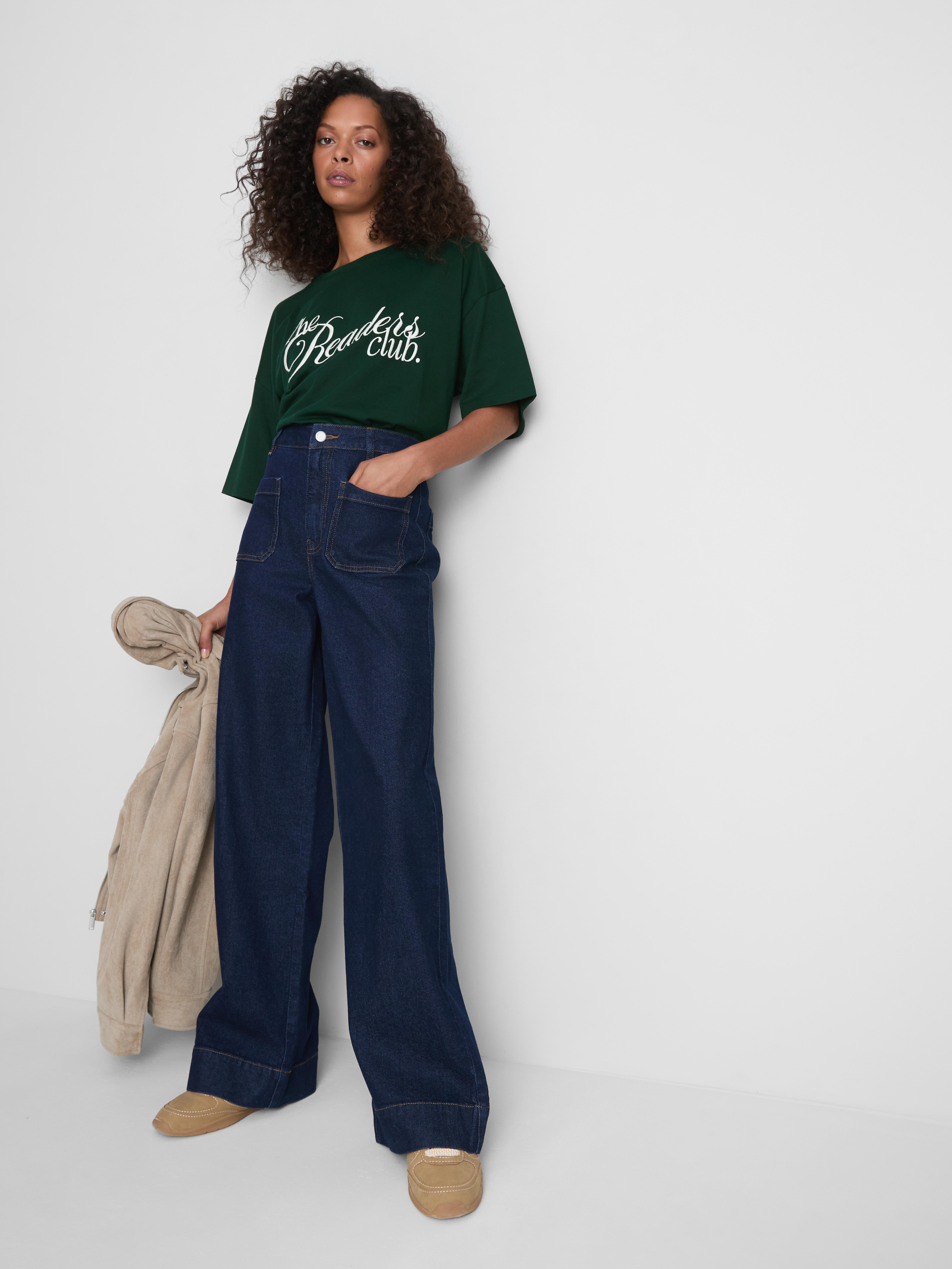 Paula Echevarría Oversized Slogan Tee - Dark Green