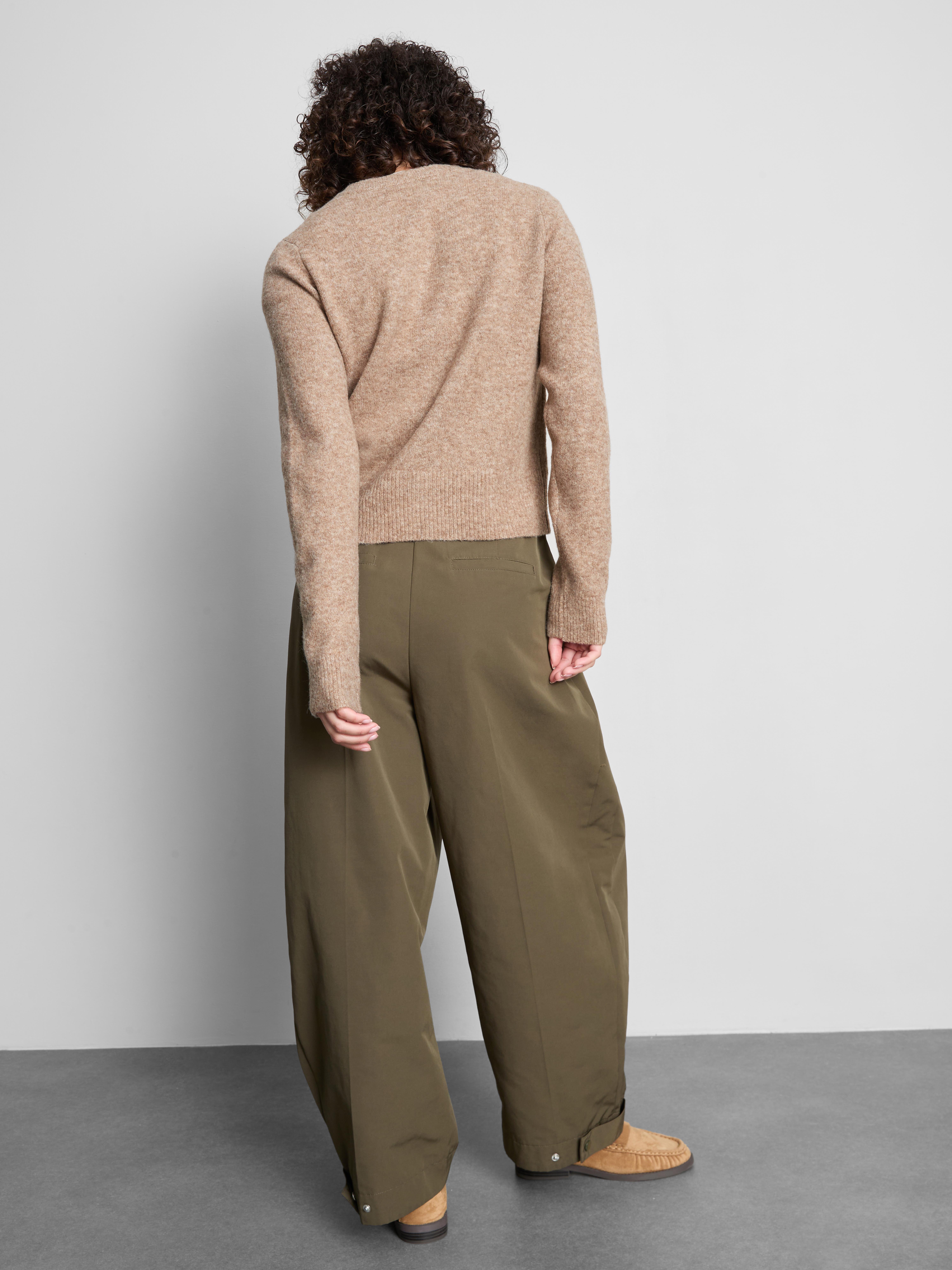 Essential Knitted Crewneck Cardigan - Taupe