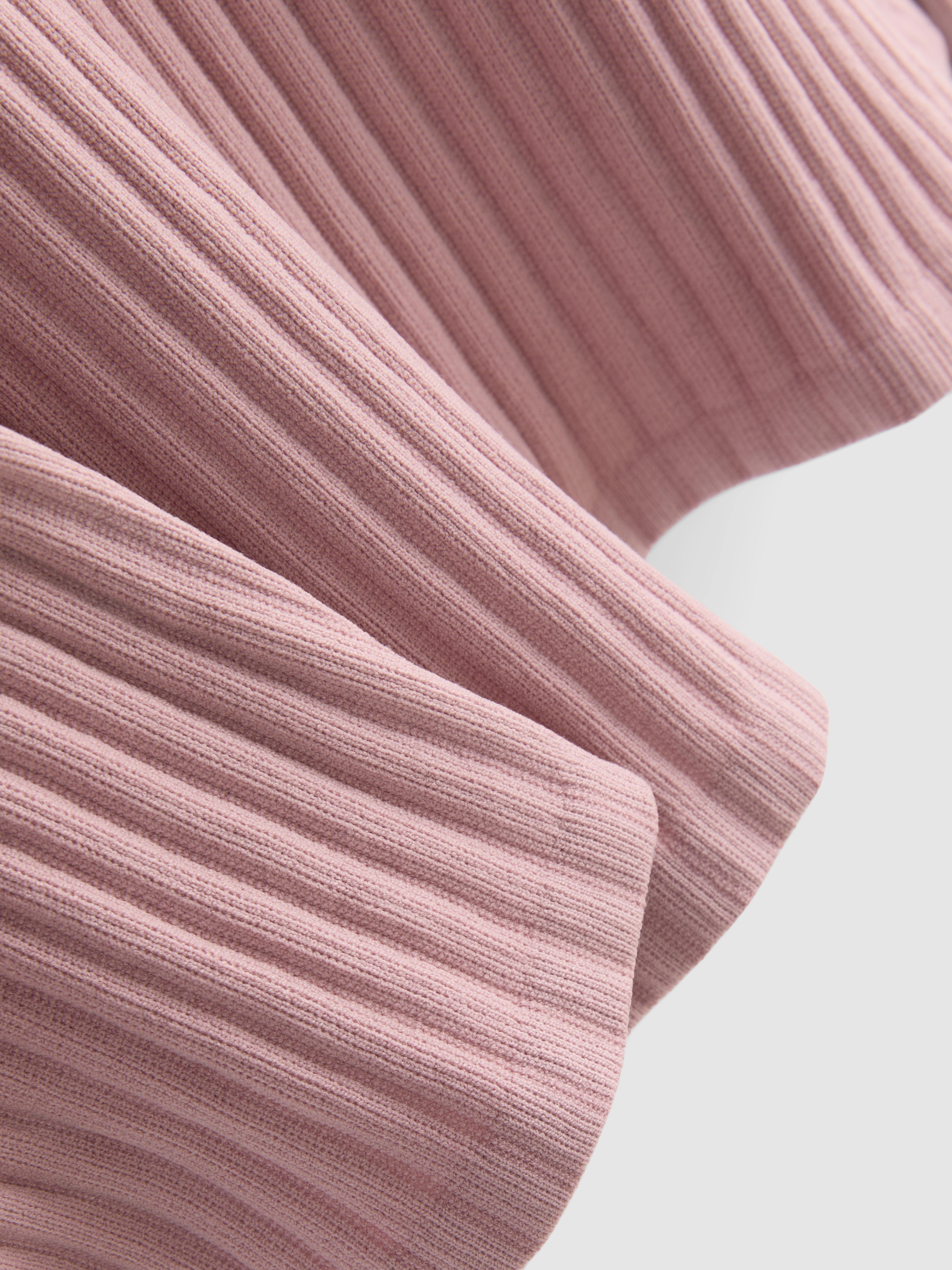 Ribbed Long-Sleeve Squareneck Top - Pink