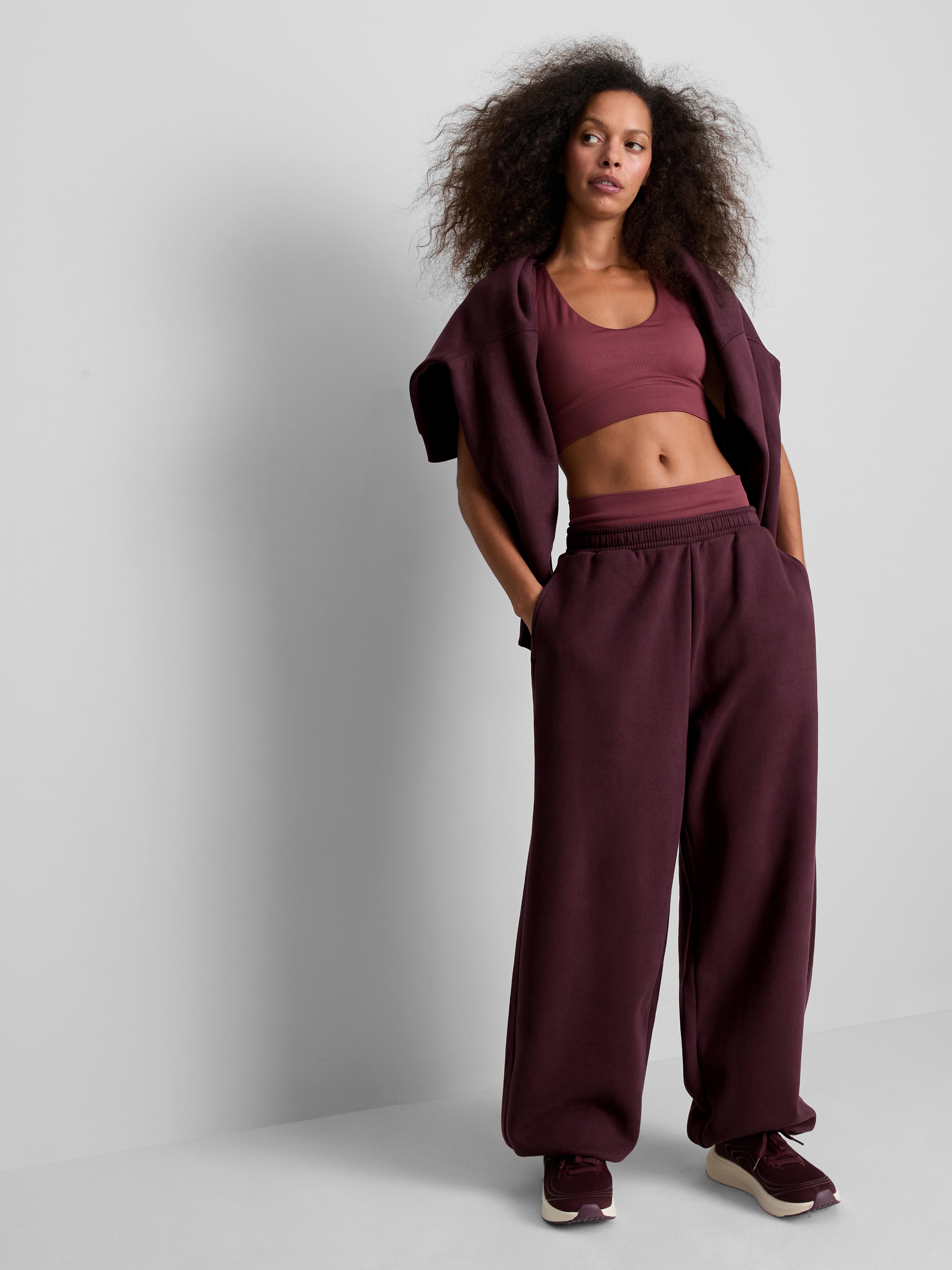 Primark Form | Cotton-Rich Oversized Cuffed Joggers - Burgundy
