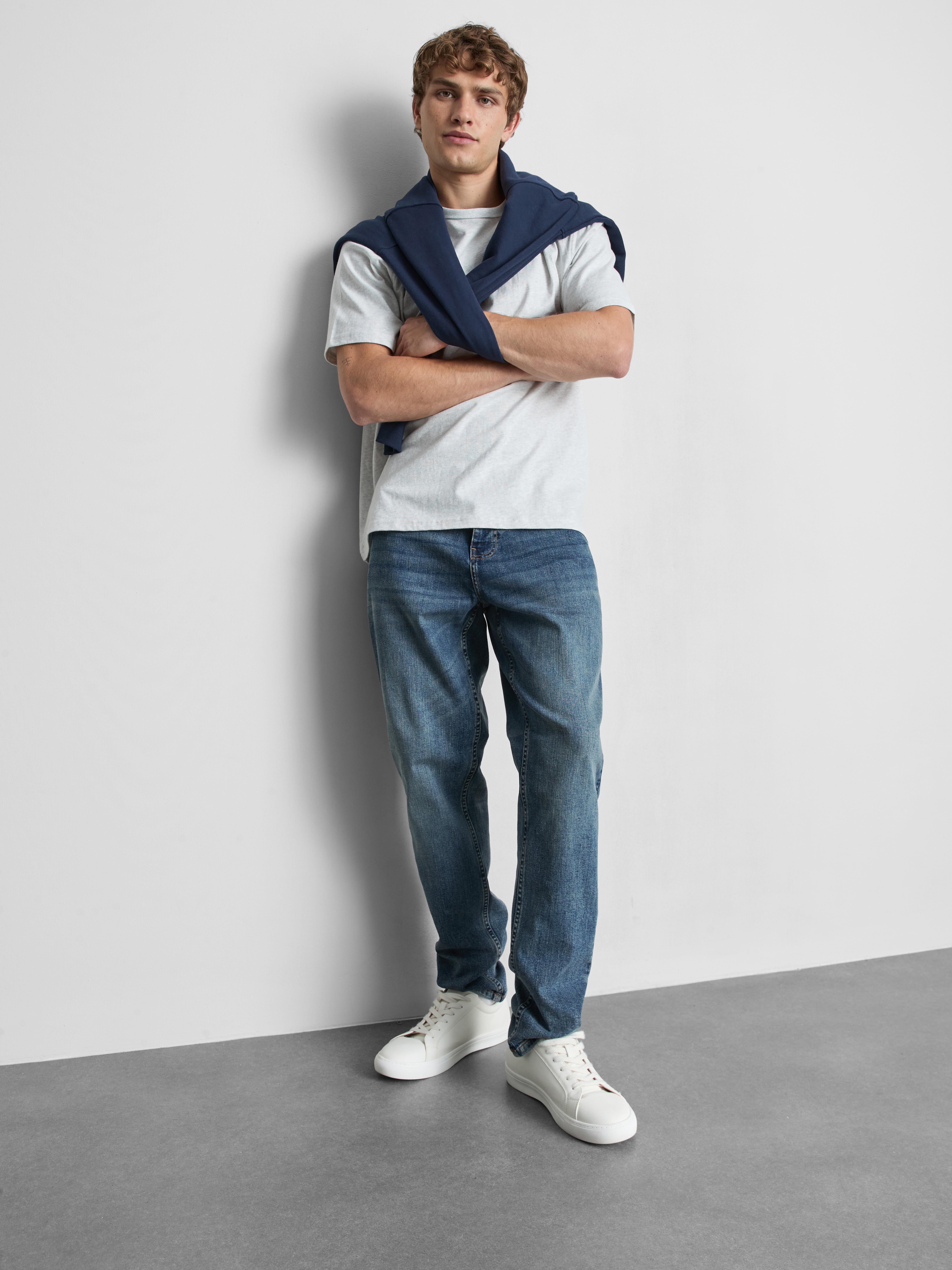 Mid-Rise Slim Fit Jeans - Mid Blue