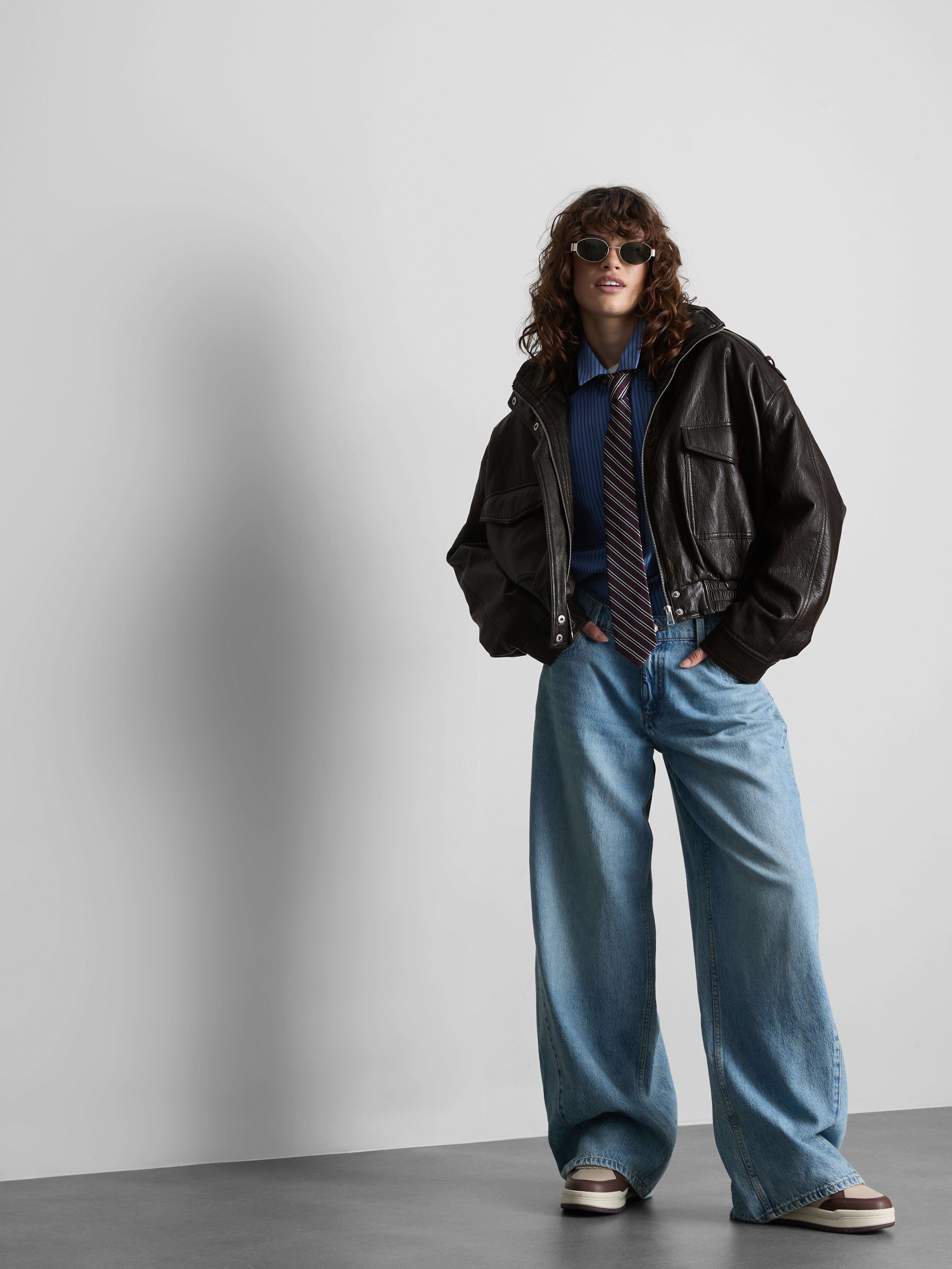 The Primark Scene | Faux Leather Funnel Neck Bomber Jacket - Chocolate