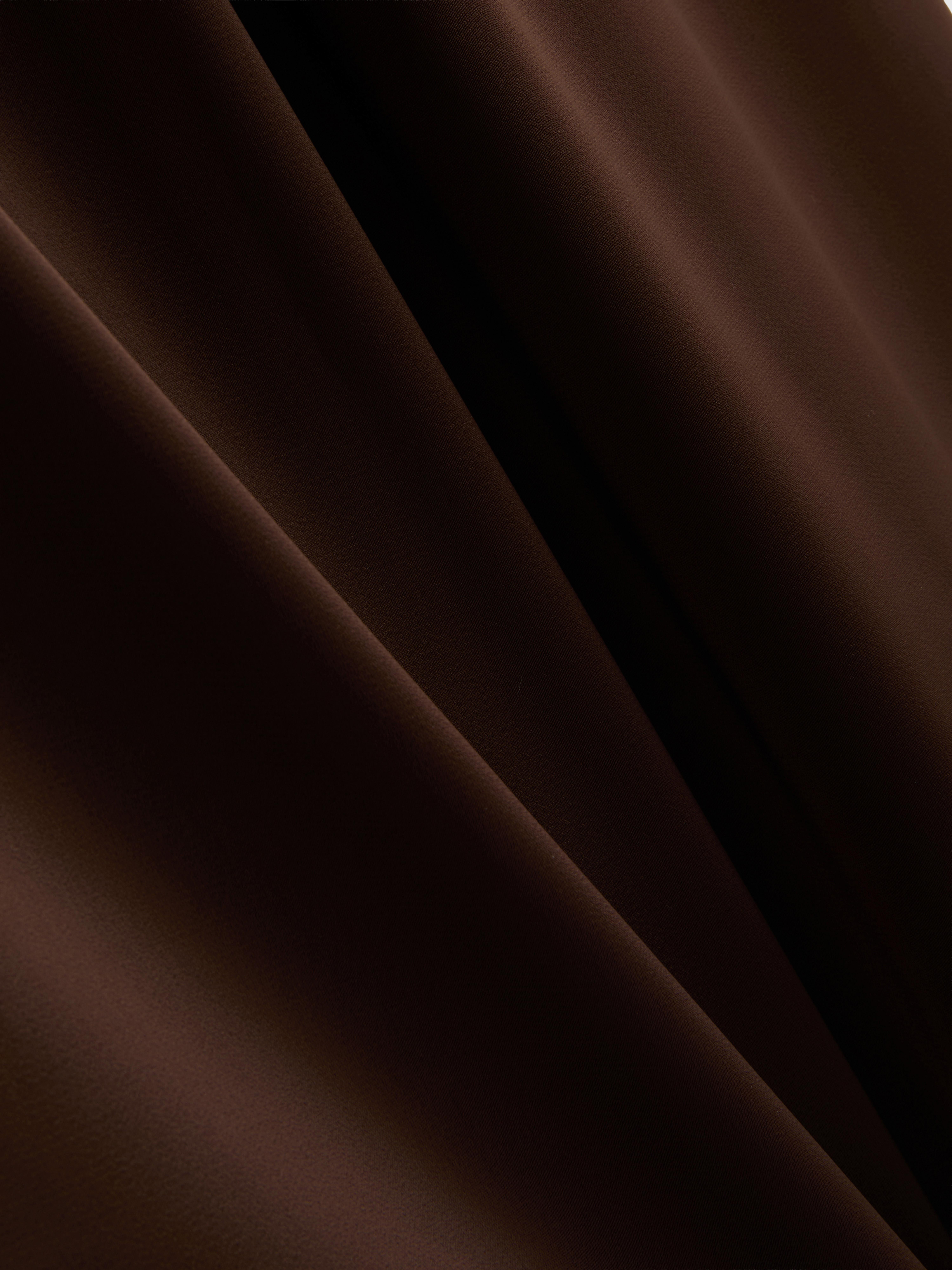 Wide Leg Satin Pants - Chocolate