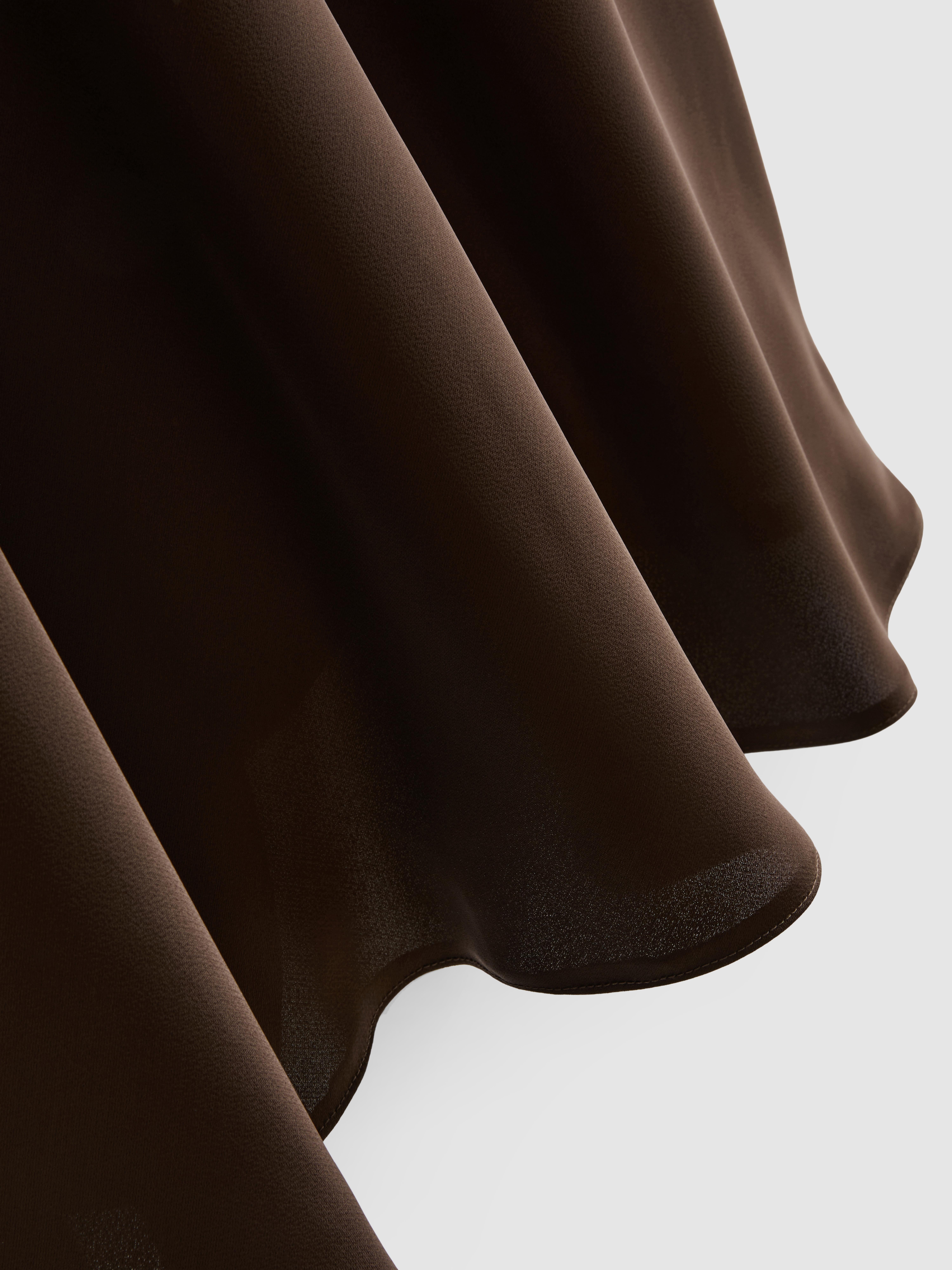 Satin Circle Midi Skirt - Chocolate