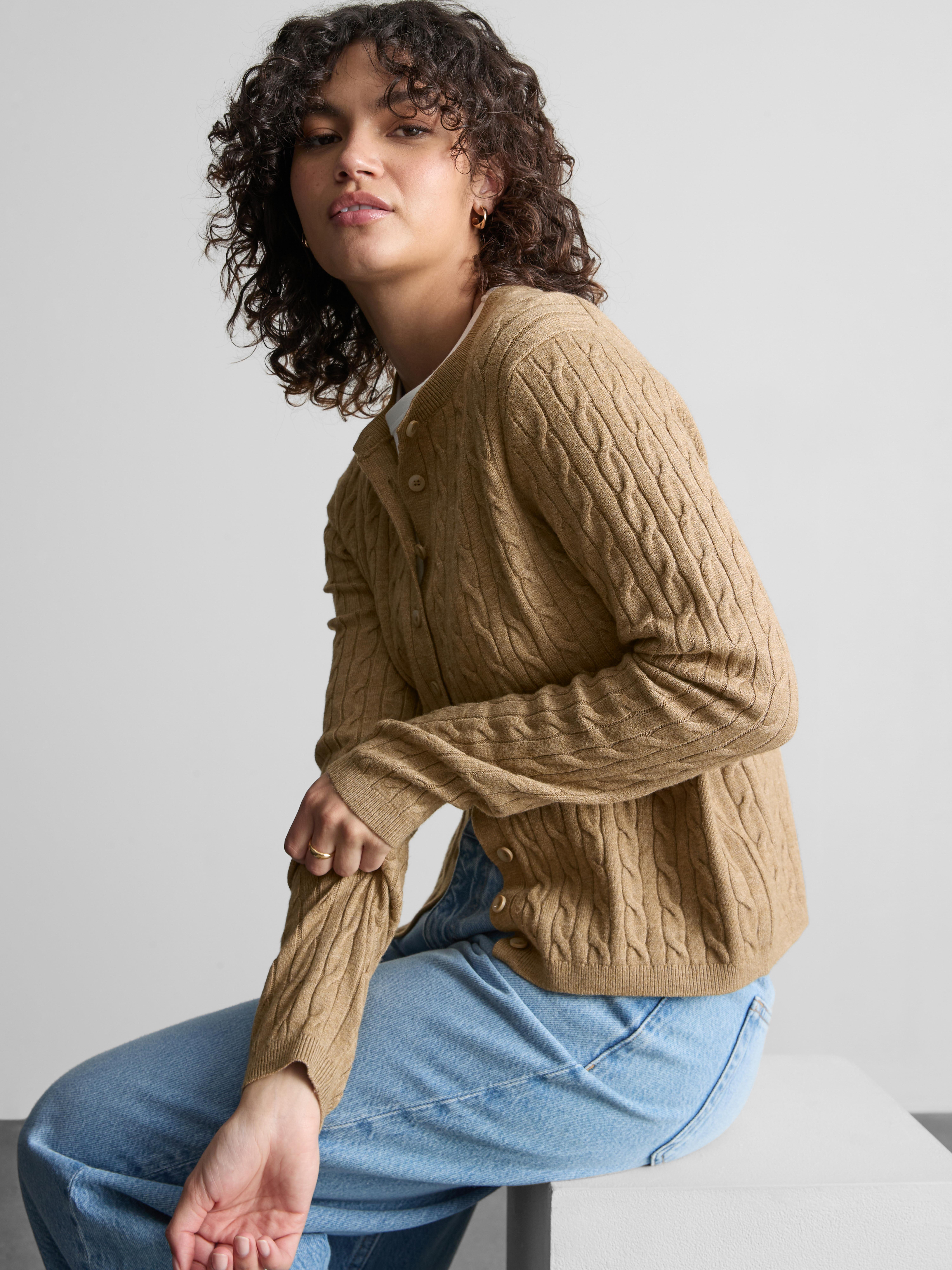 Cable Knit Cardigan - Taupe