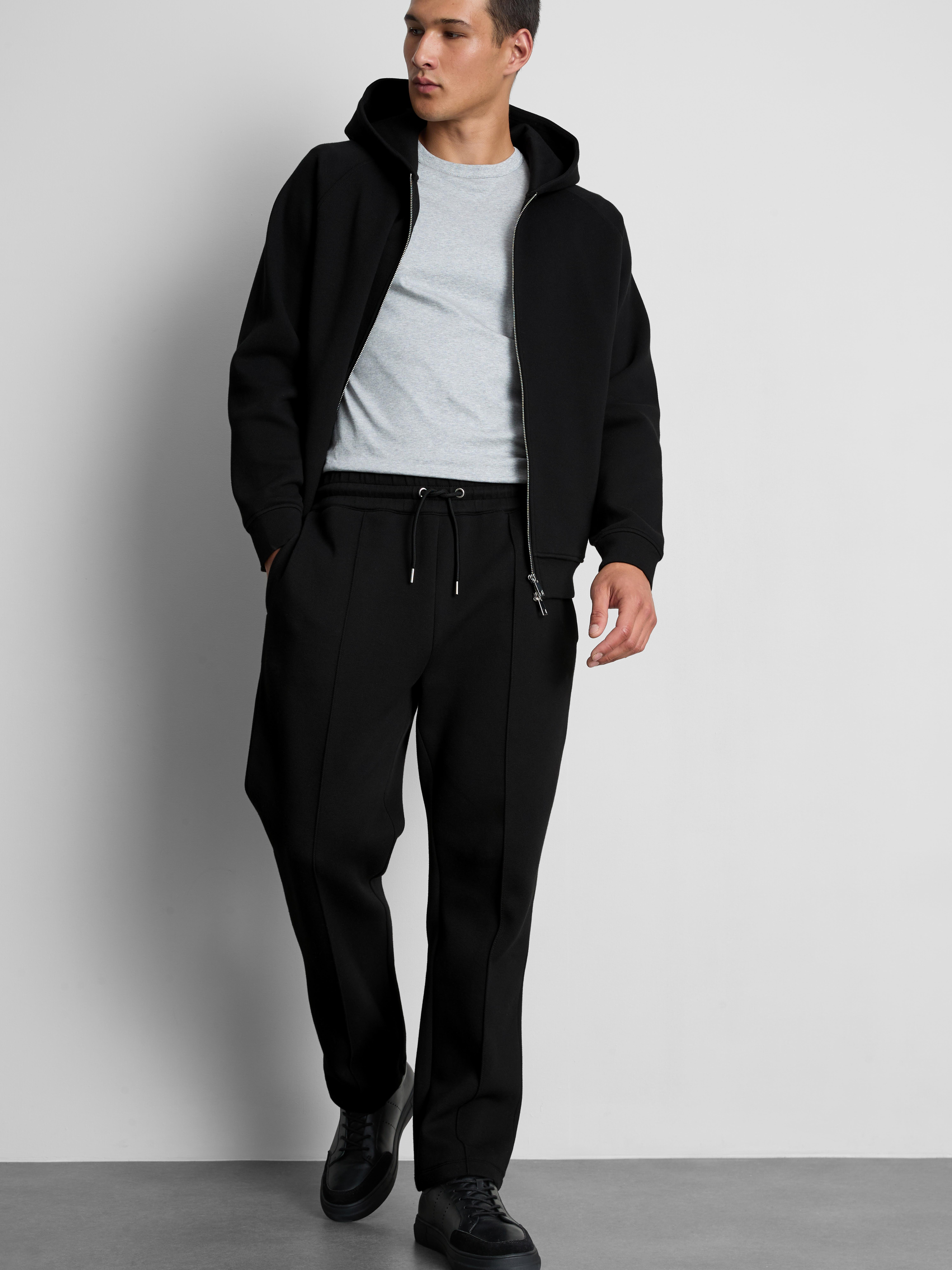 The Edit Pique Drawstring Joggers - Black