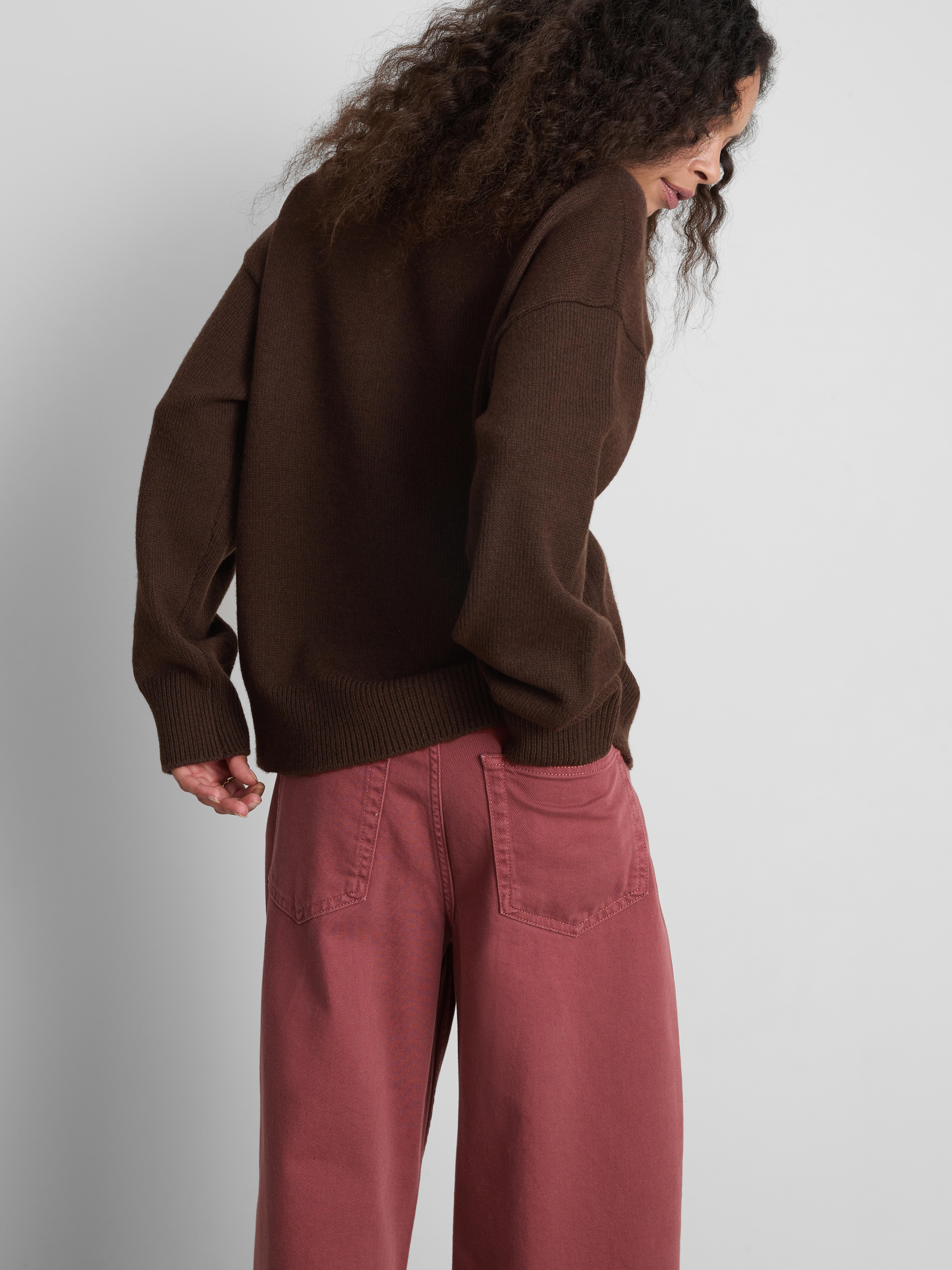 Knitted V-Neck Sweater - Chocolate