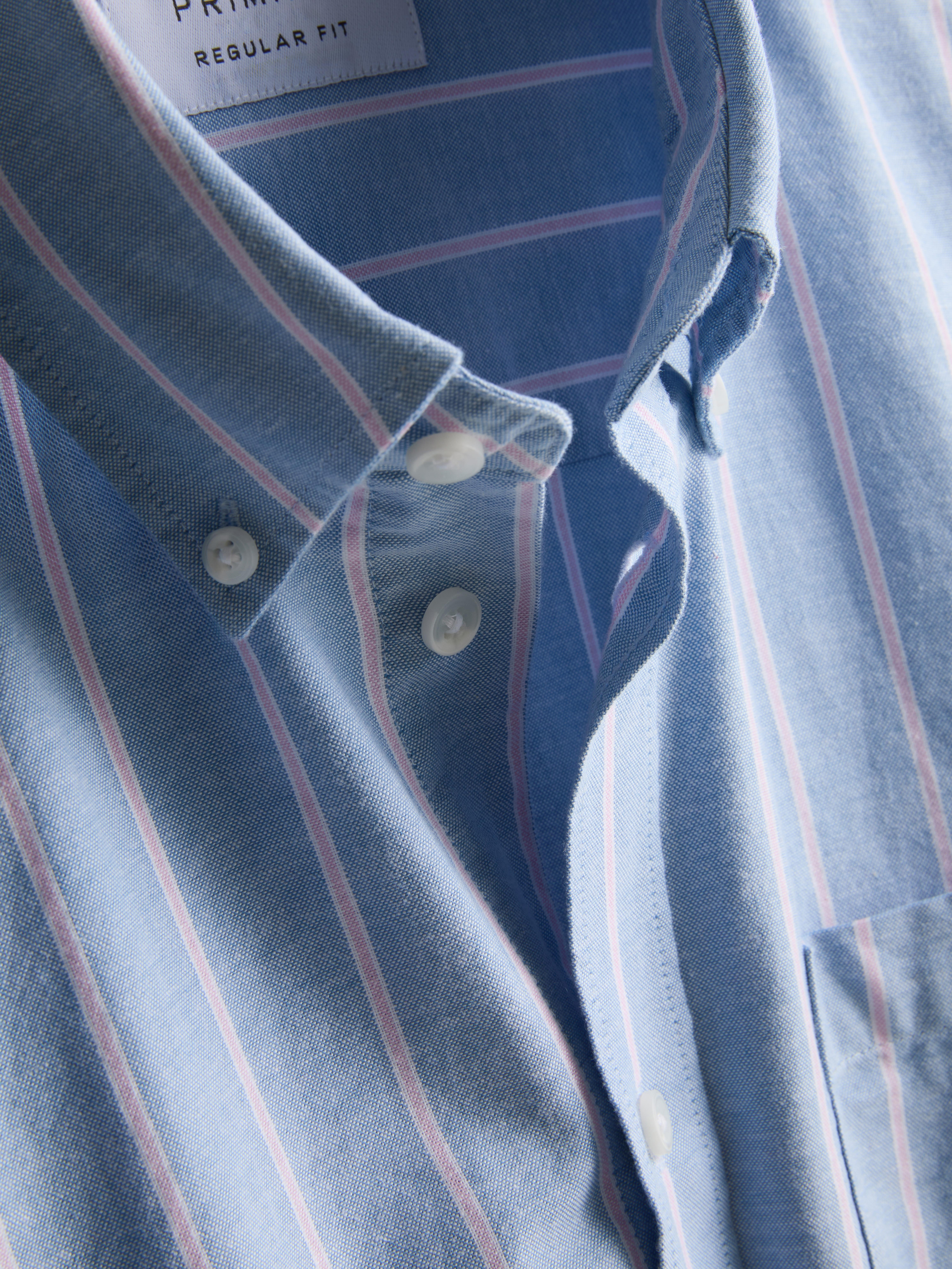 Pure Cotton Striped Oxford Shirt - Blue