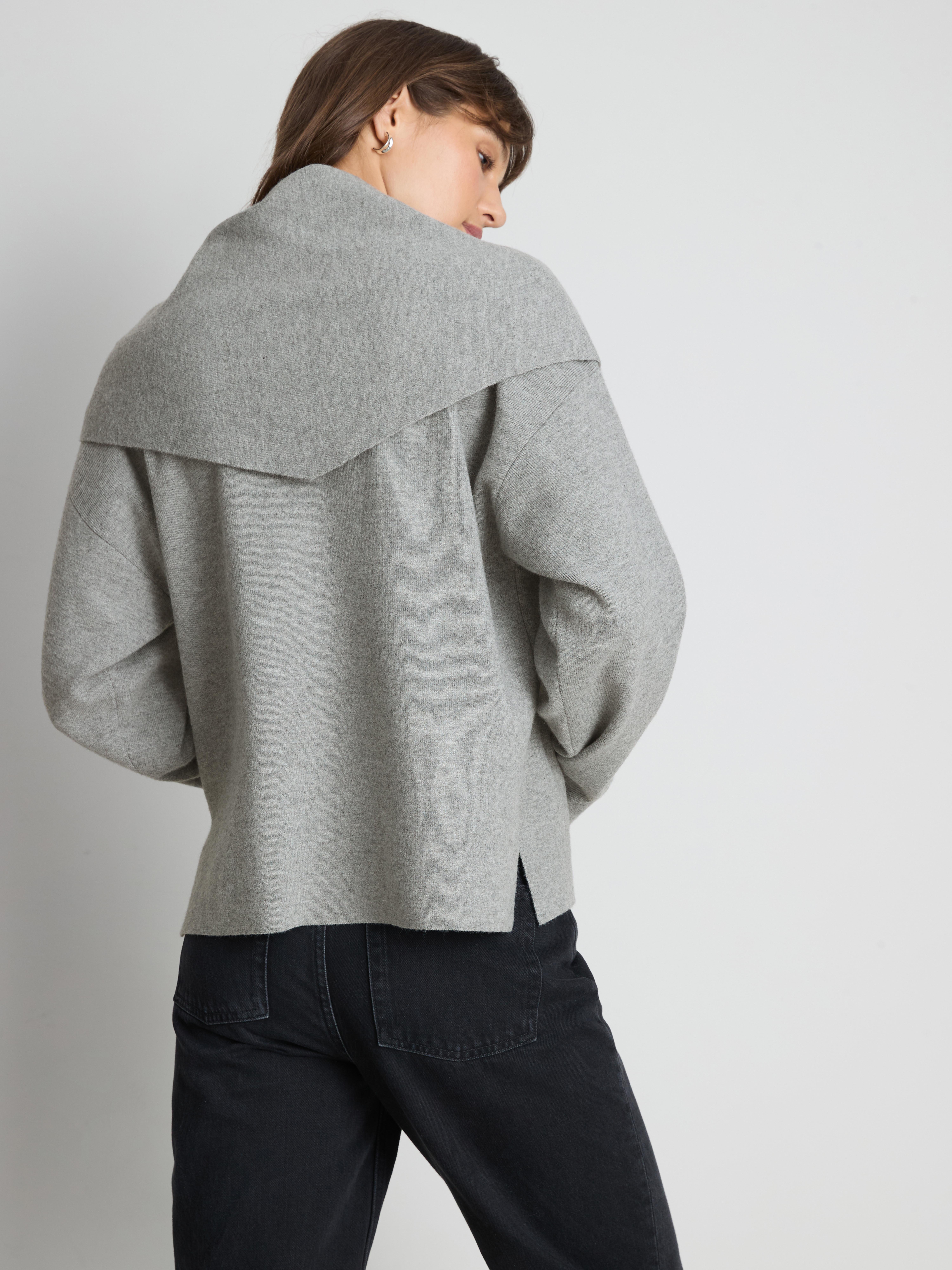 Paula Echevarría Scarf Detail Sweater - Gray Heather