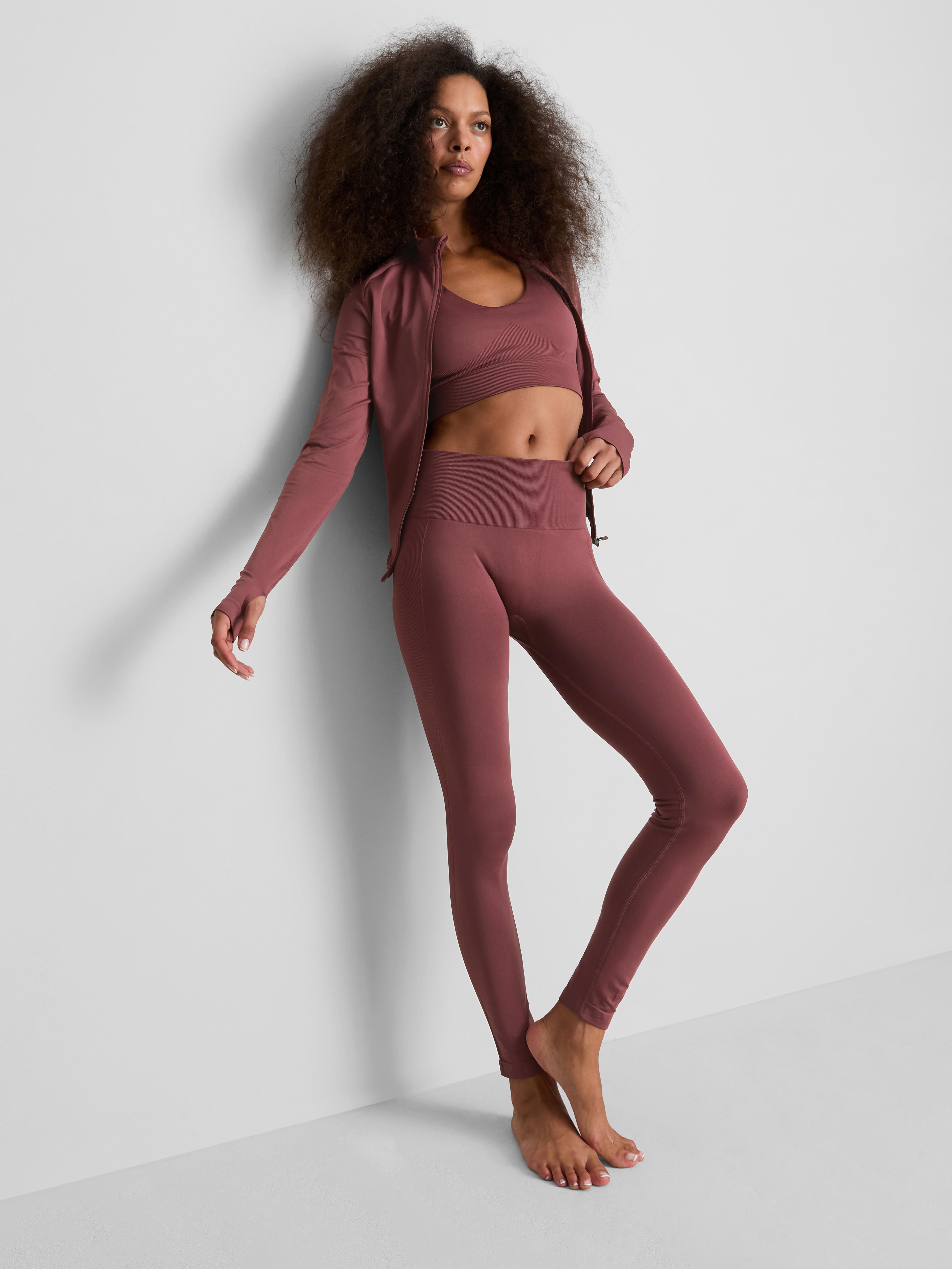Seamless High-Waisted Active Leggings - Dark Pink