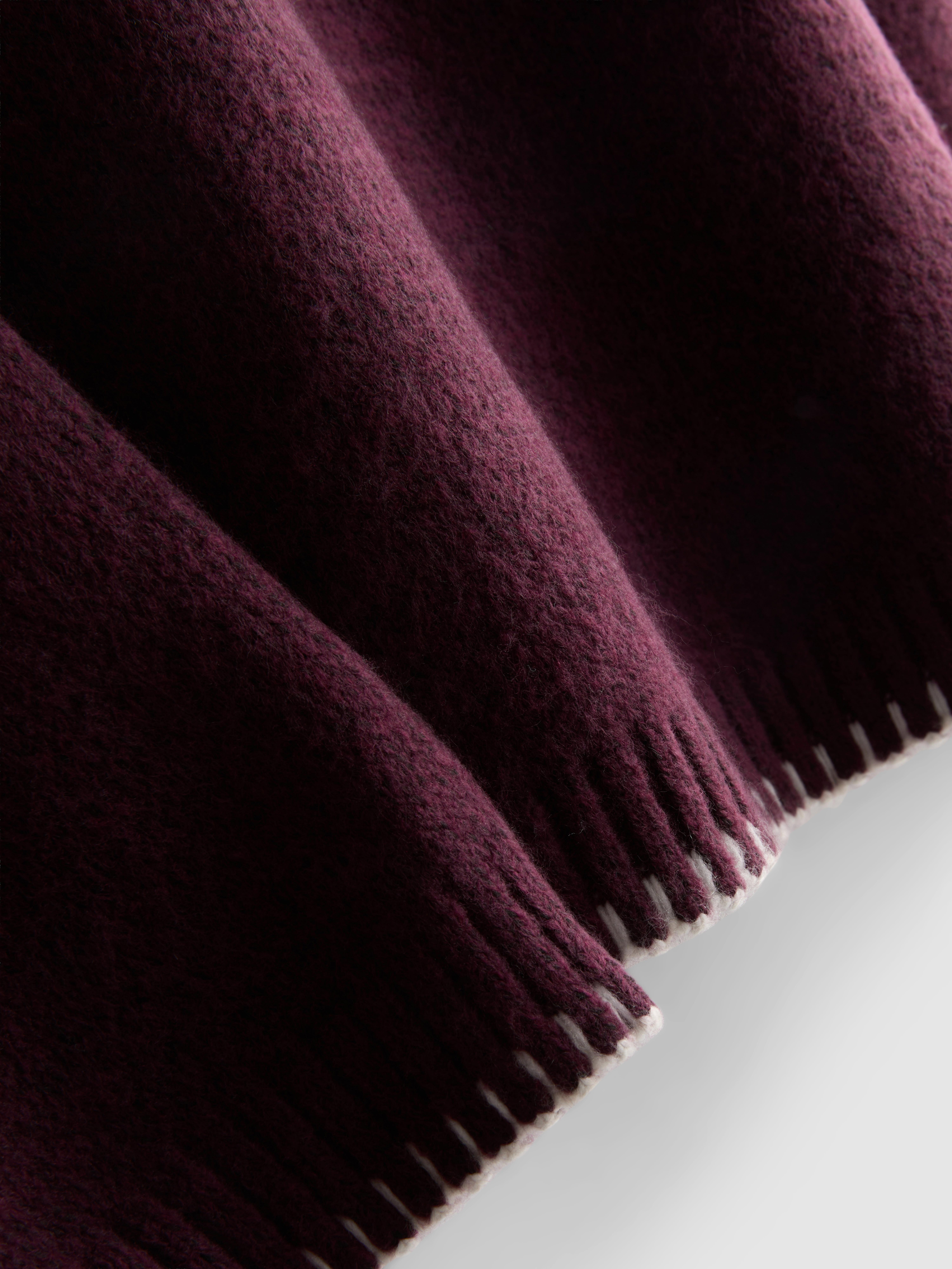 Knitted Stitch-Detail Crewneck Sweater - Burgundy