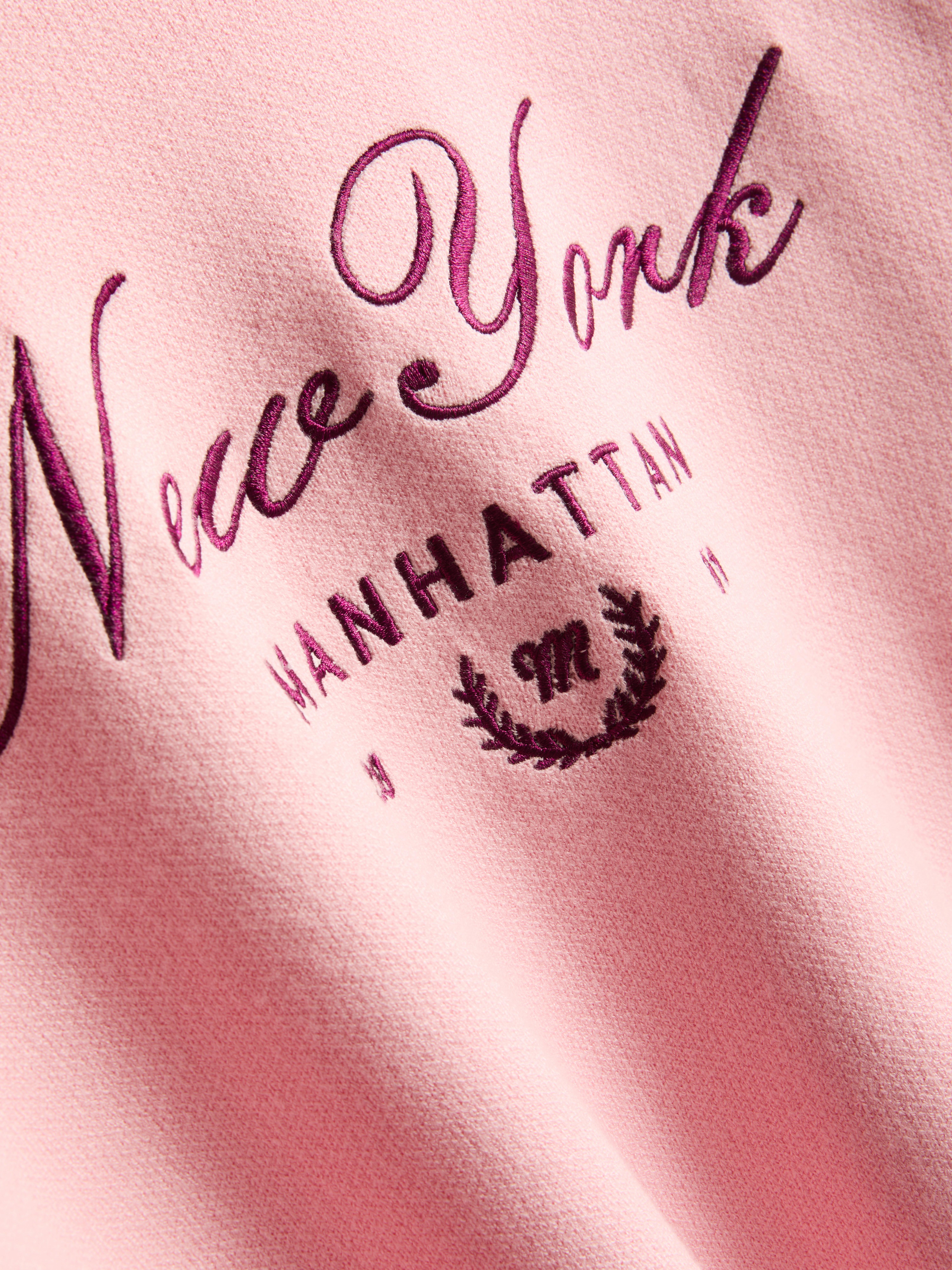Knitted Crewneck Slogan Sweater - Pink
