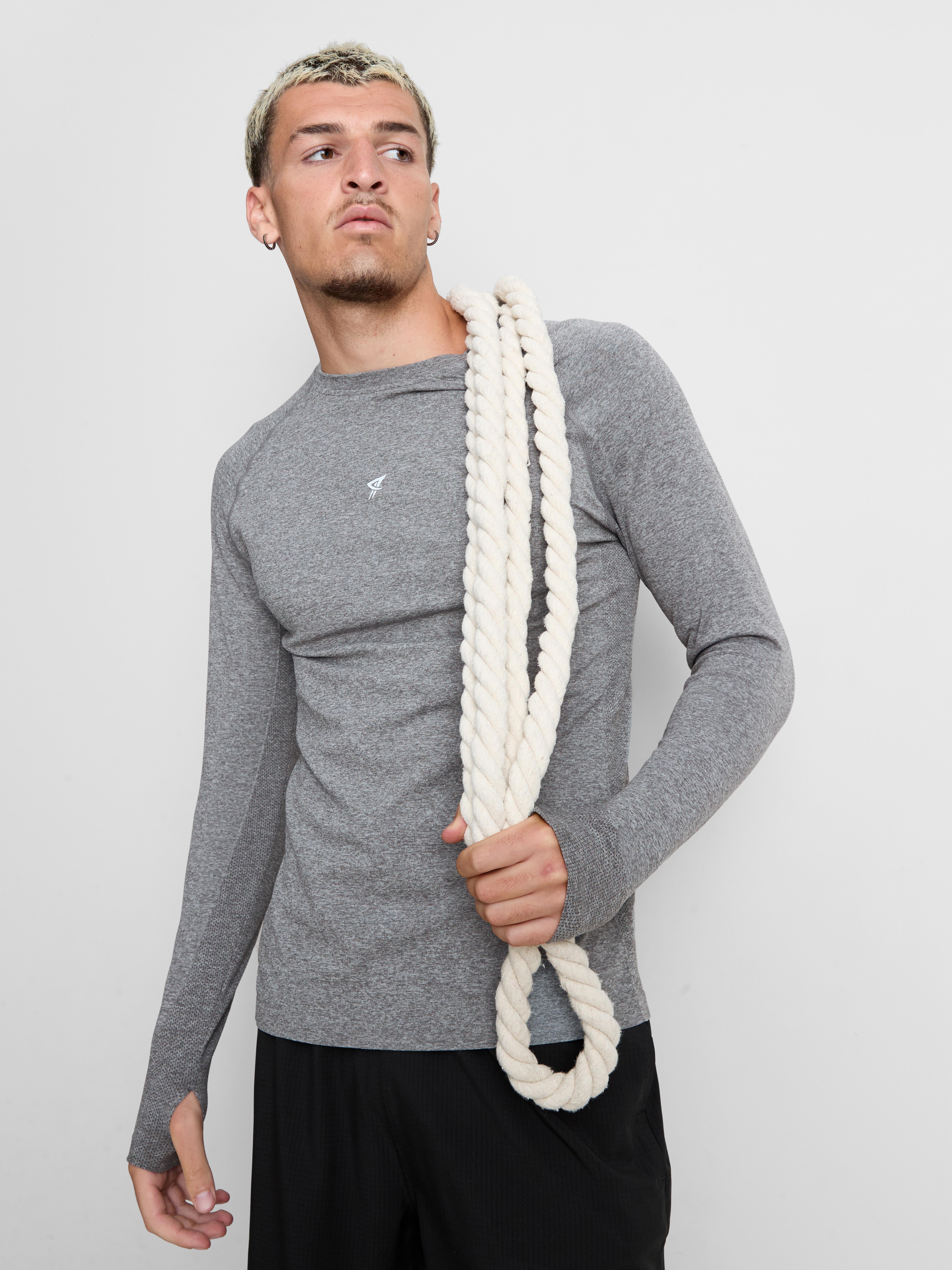 Active Seamless Long-Sleeve T-Shirt - Gray Heather