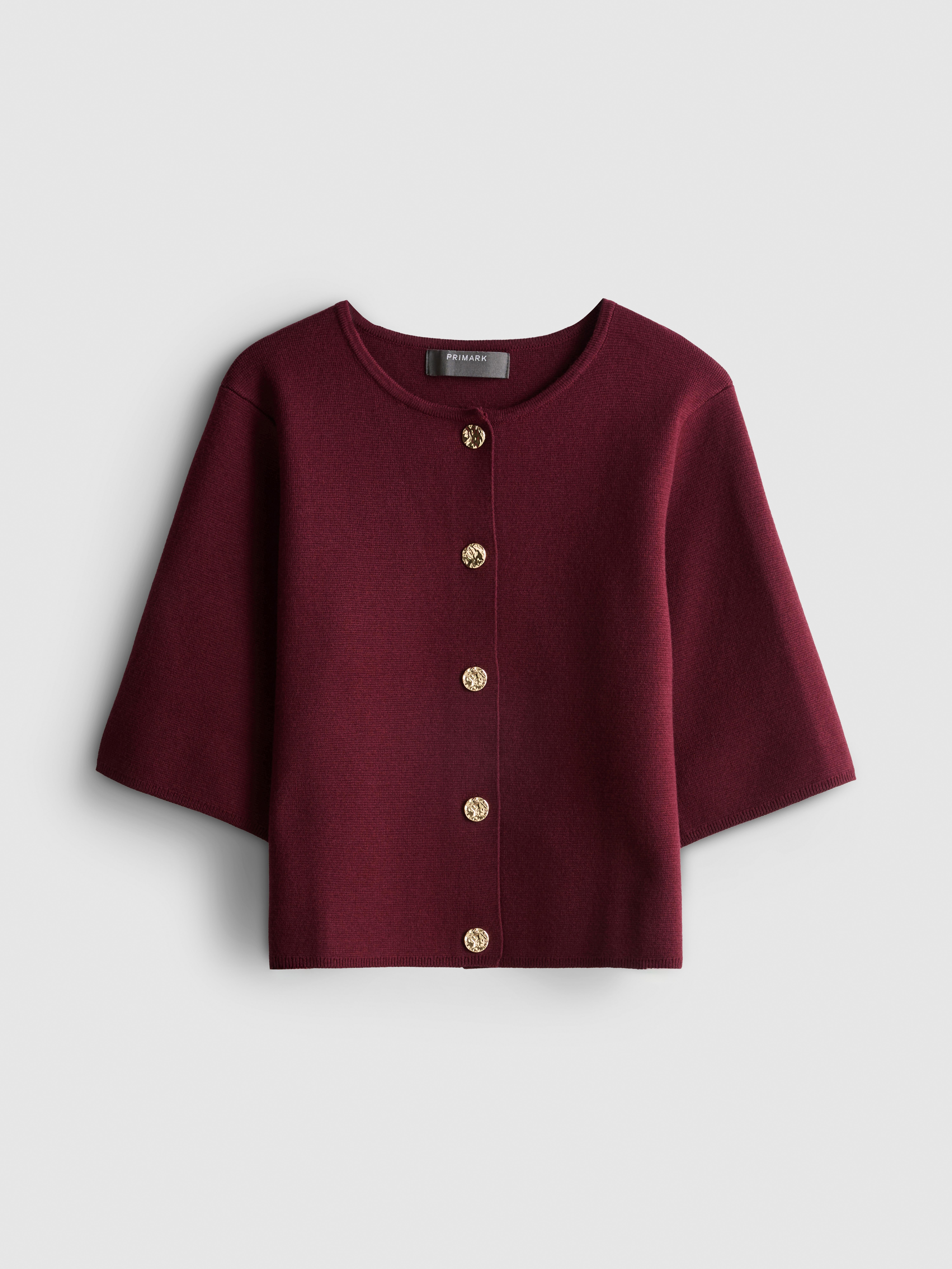 Boxy Roundneck Cardigan - Burgundy