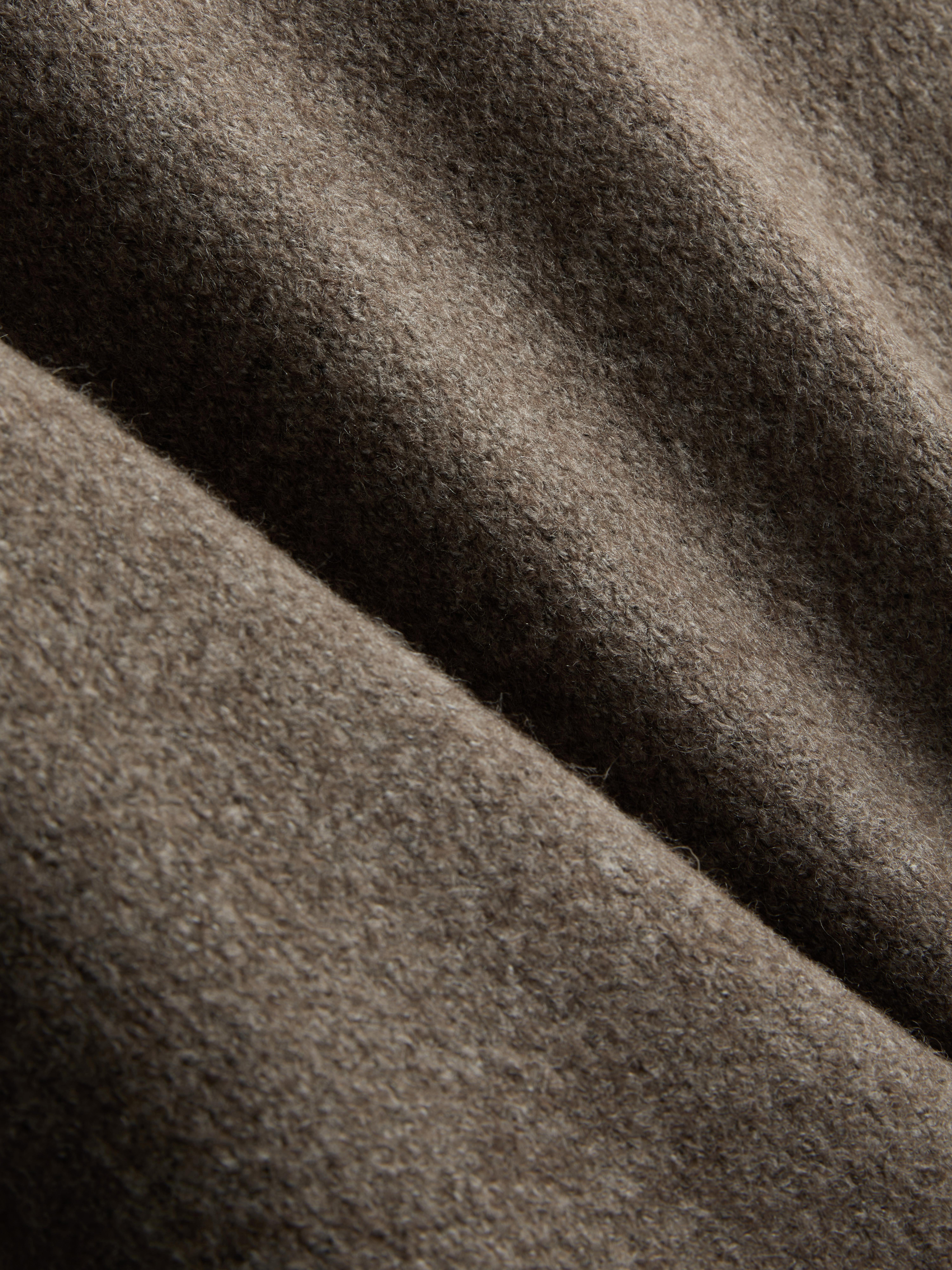 Wool Blend Oversized Crew Neck Sweater - Brown