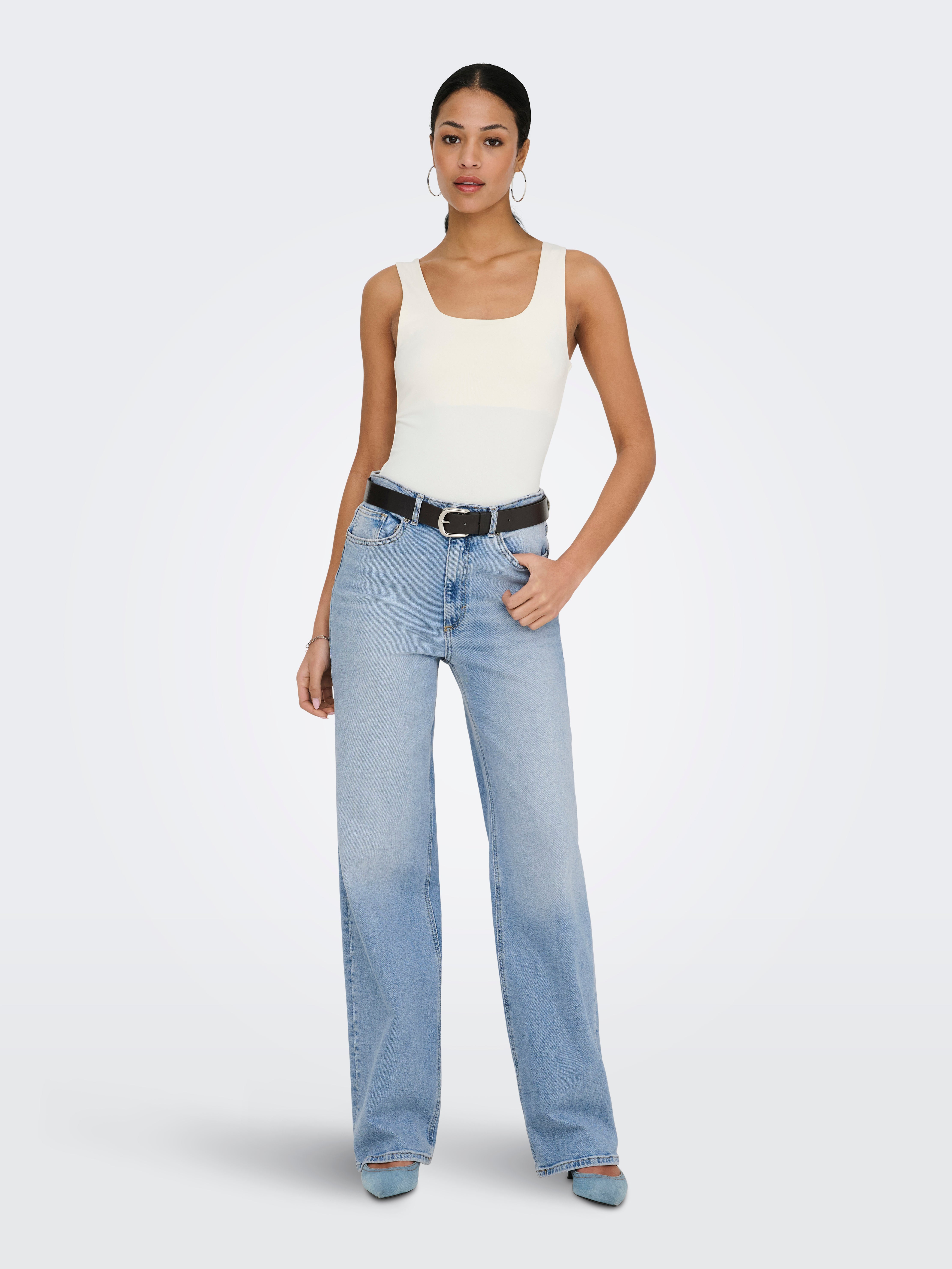 ONLJUICY High waist Wide Leg Fit Jeans Medium Blue Denim