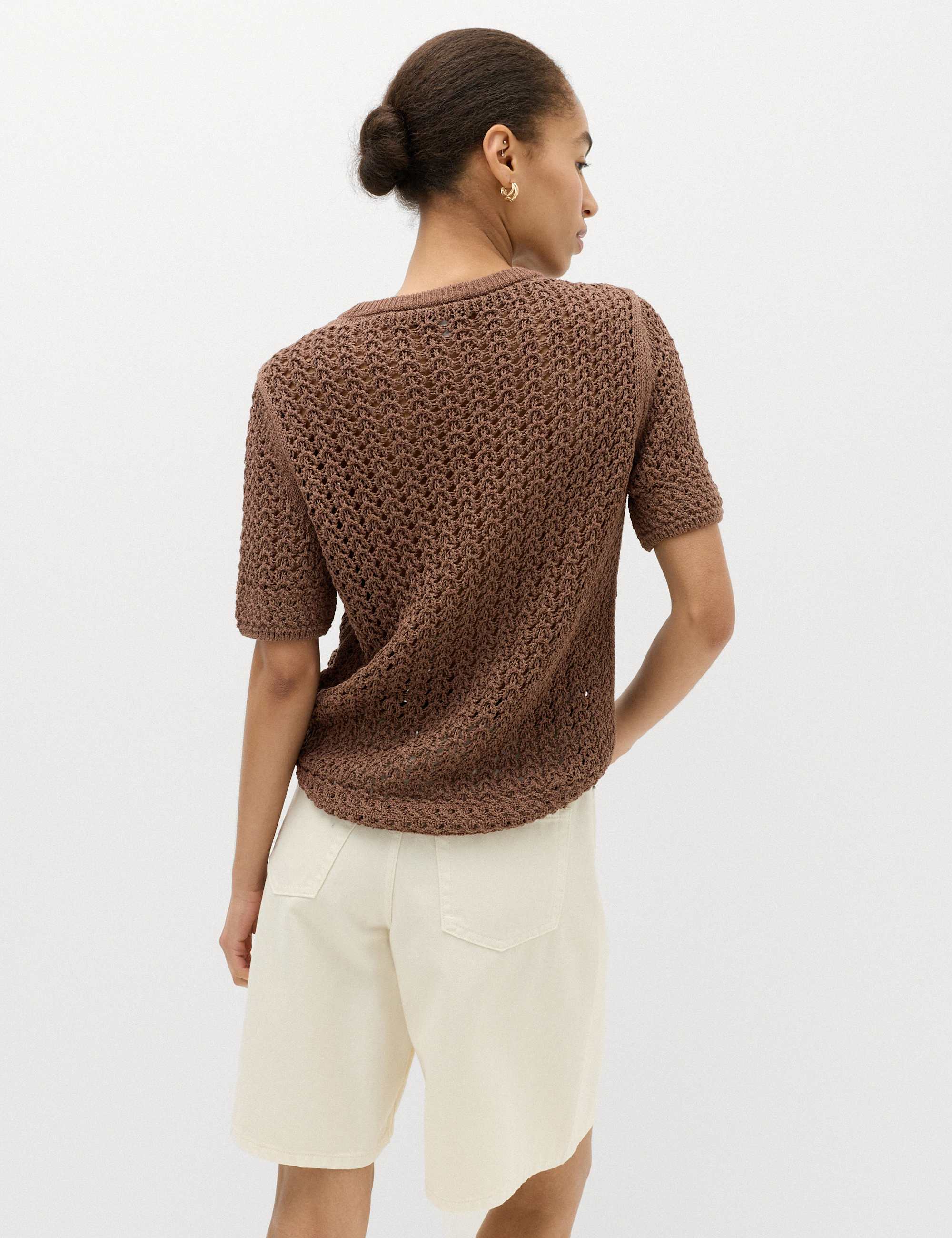 Cotton Blend Textured Knitted Top