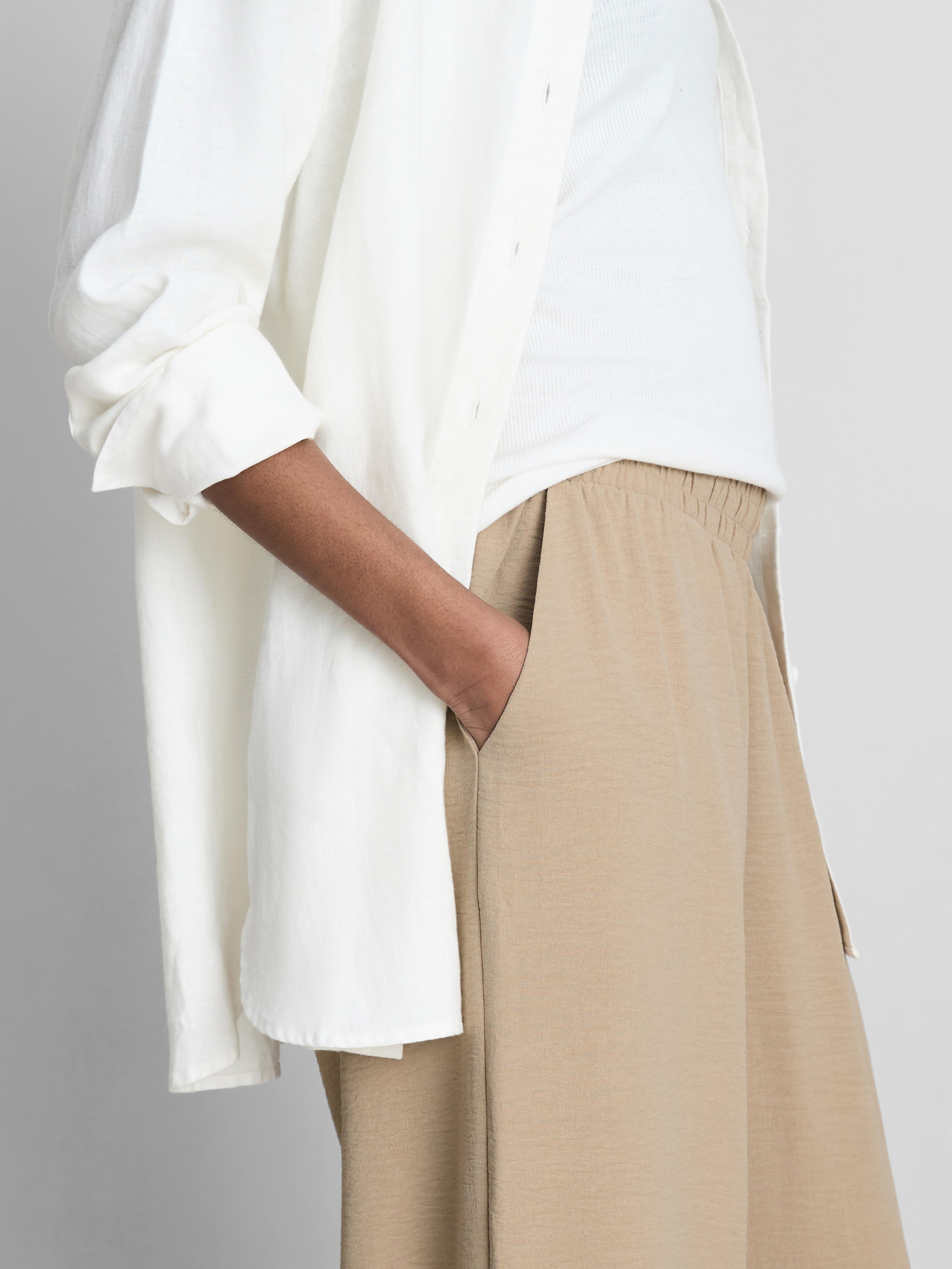 Elastic Waist Wide-Leg Pants - Stone