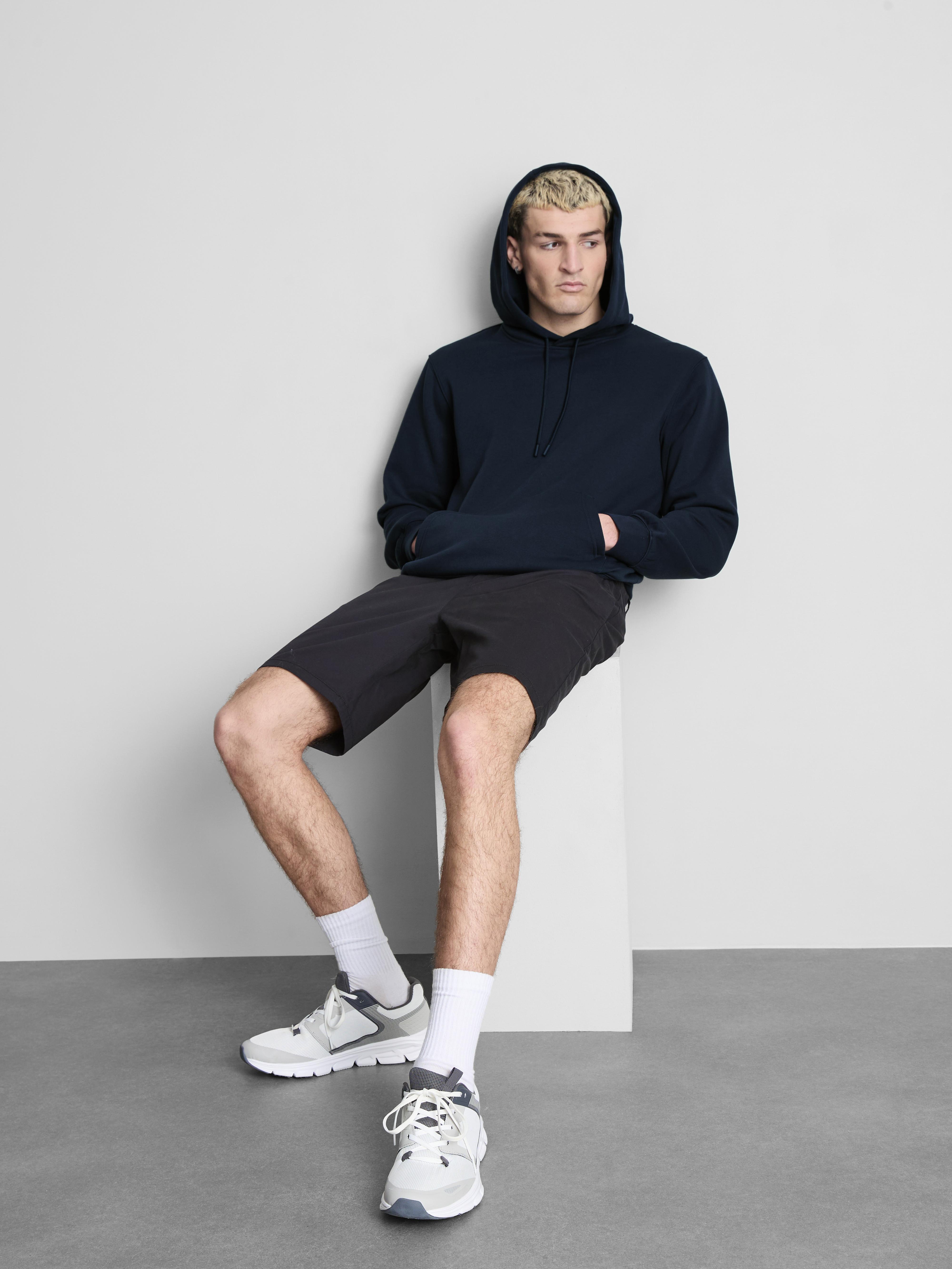 Cotton-Blend Pullover Hoodie - Navy