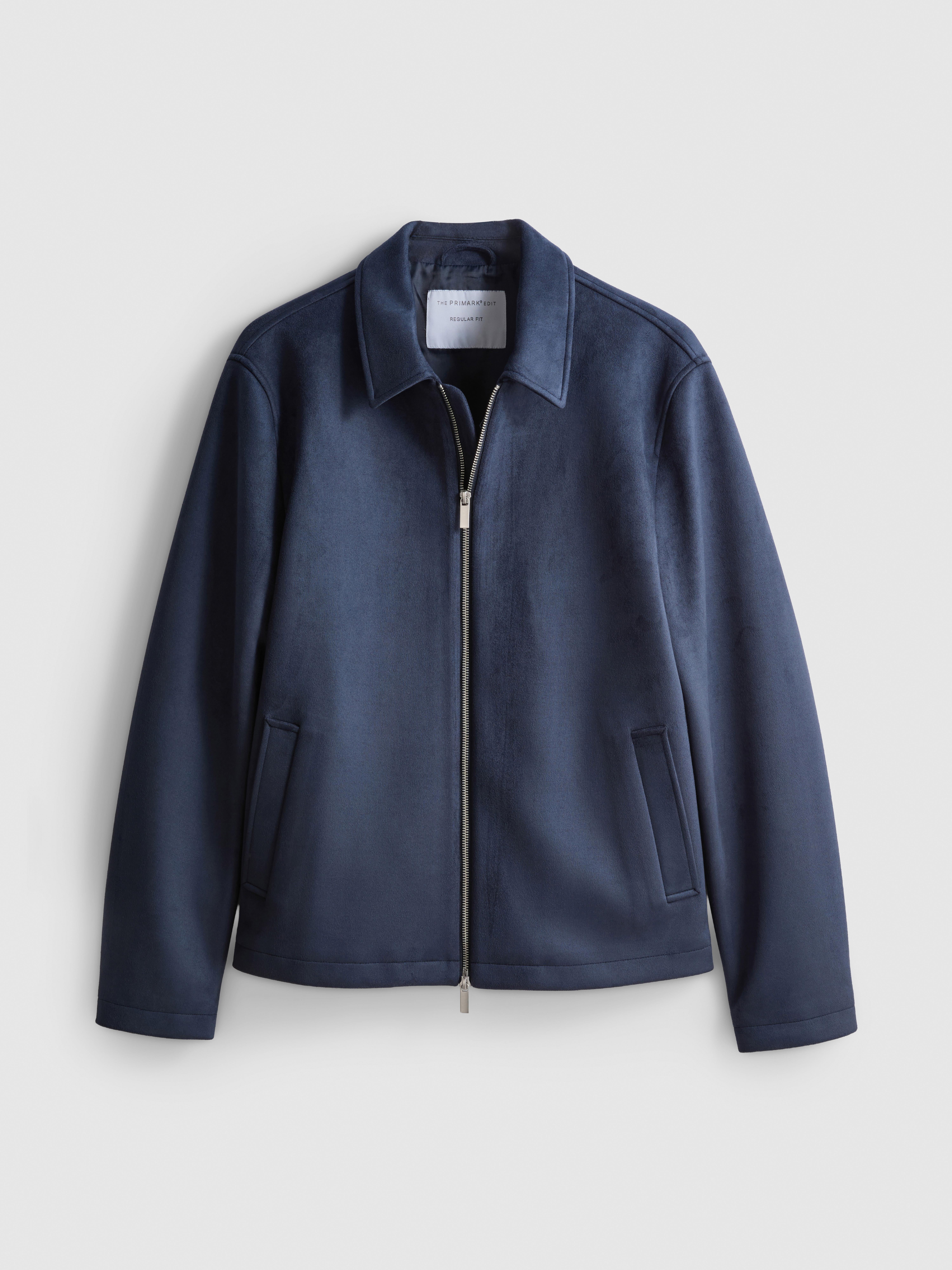 The Edit Regular Fit Suedette Jacket - Navy