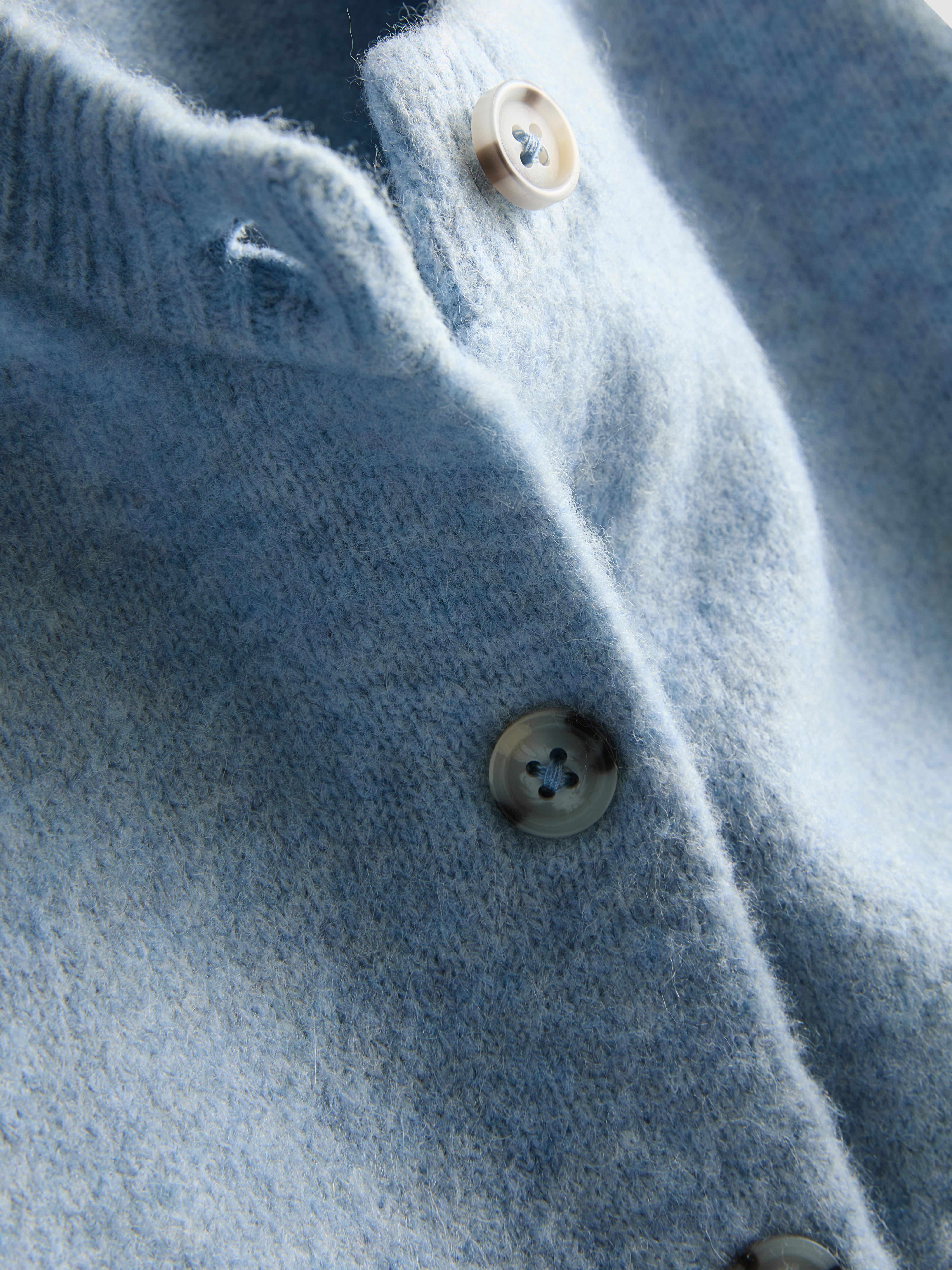 Essential Knitted Crewneck Cardigan - Light Blue