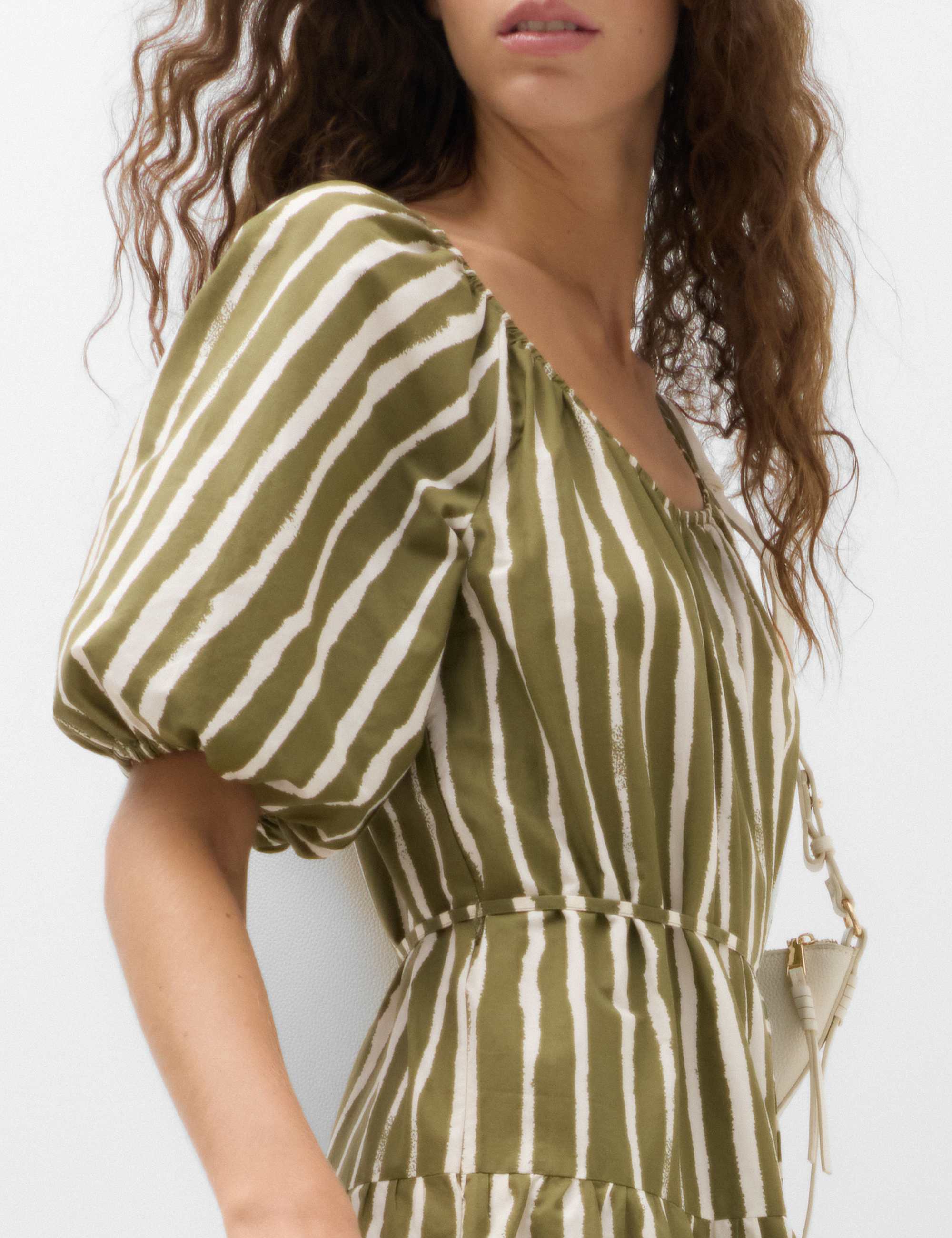 Pure Cotton Printed Midi Waisted Dress