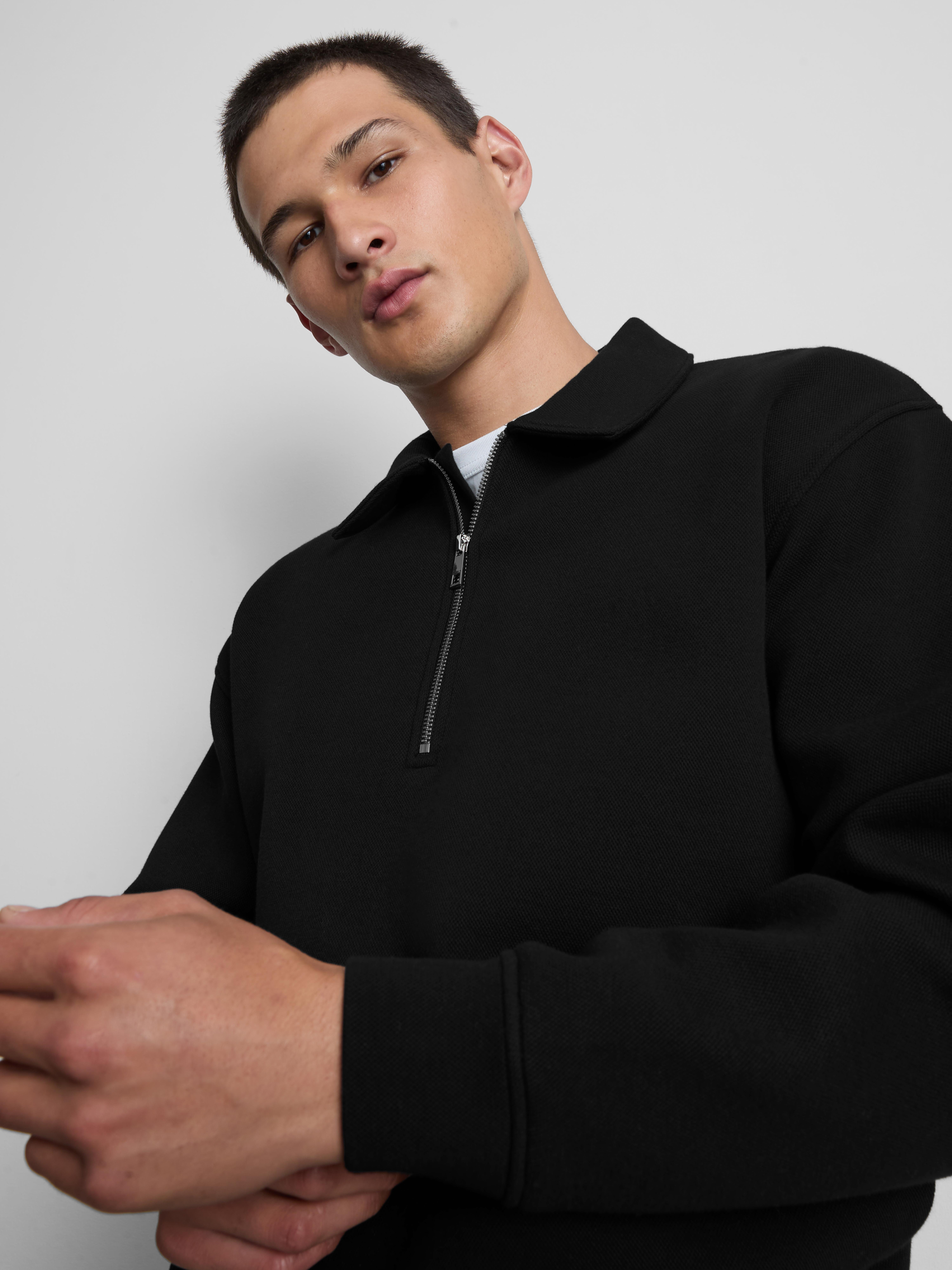 The Edit Quarter Zip Sweatshirt - Black