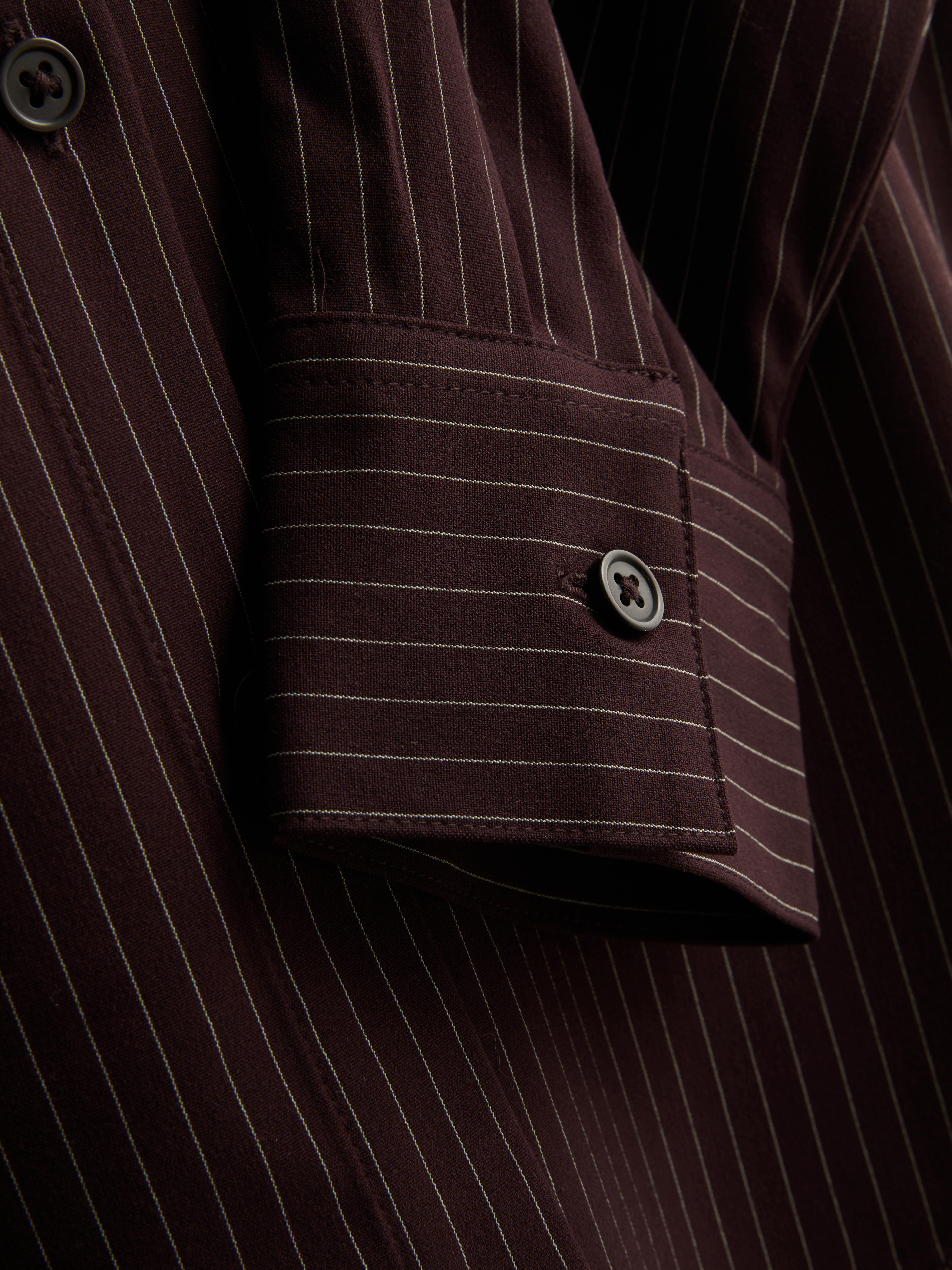 Oversized Pinstripe Shirt - Burgundy