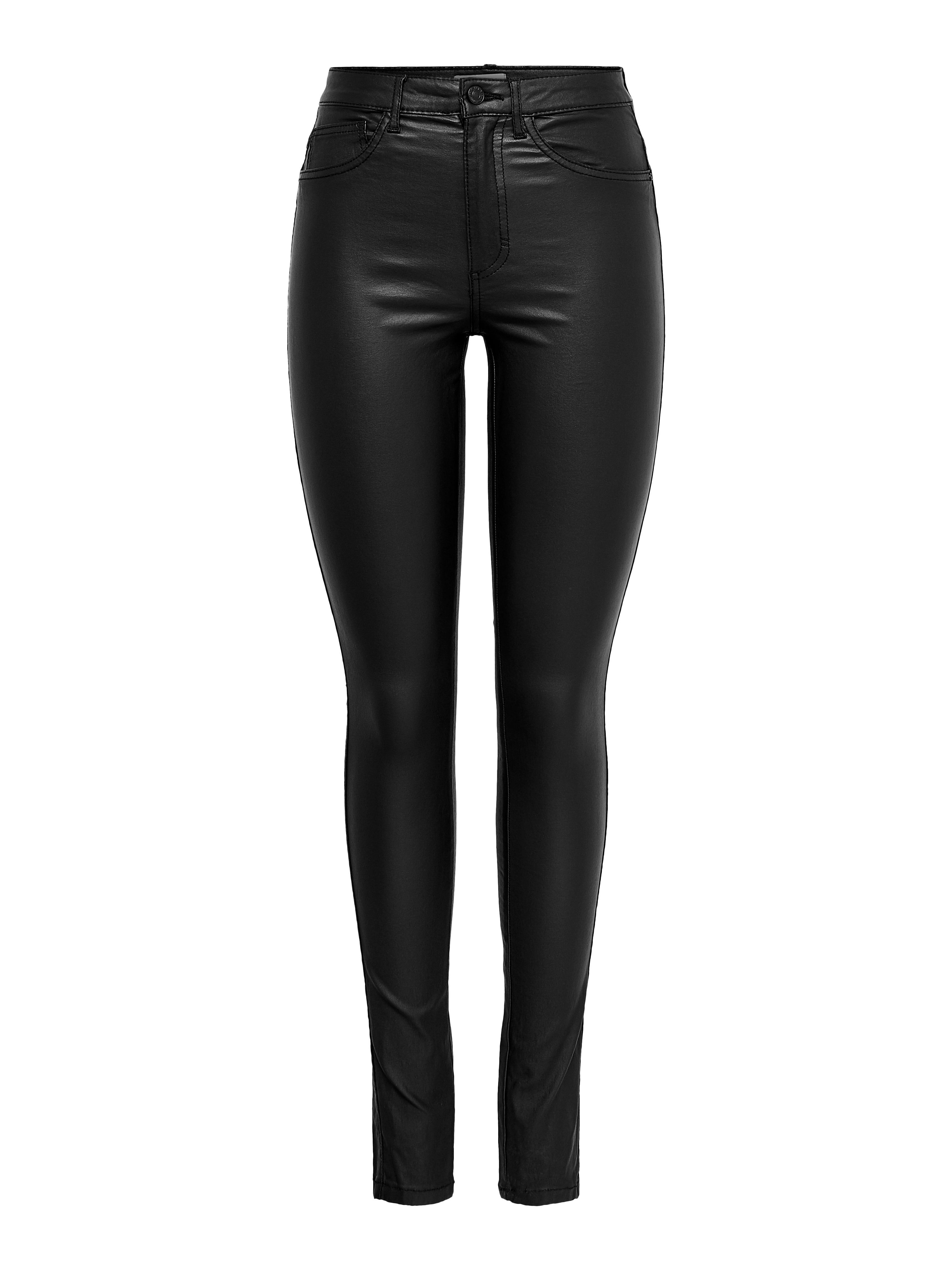 ONLROYAL Skinny Fit coated Leather trousers Black