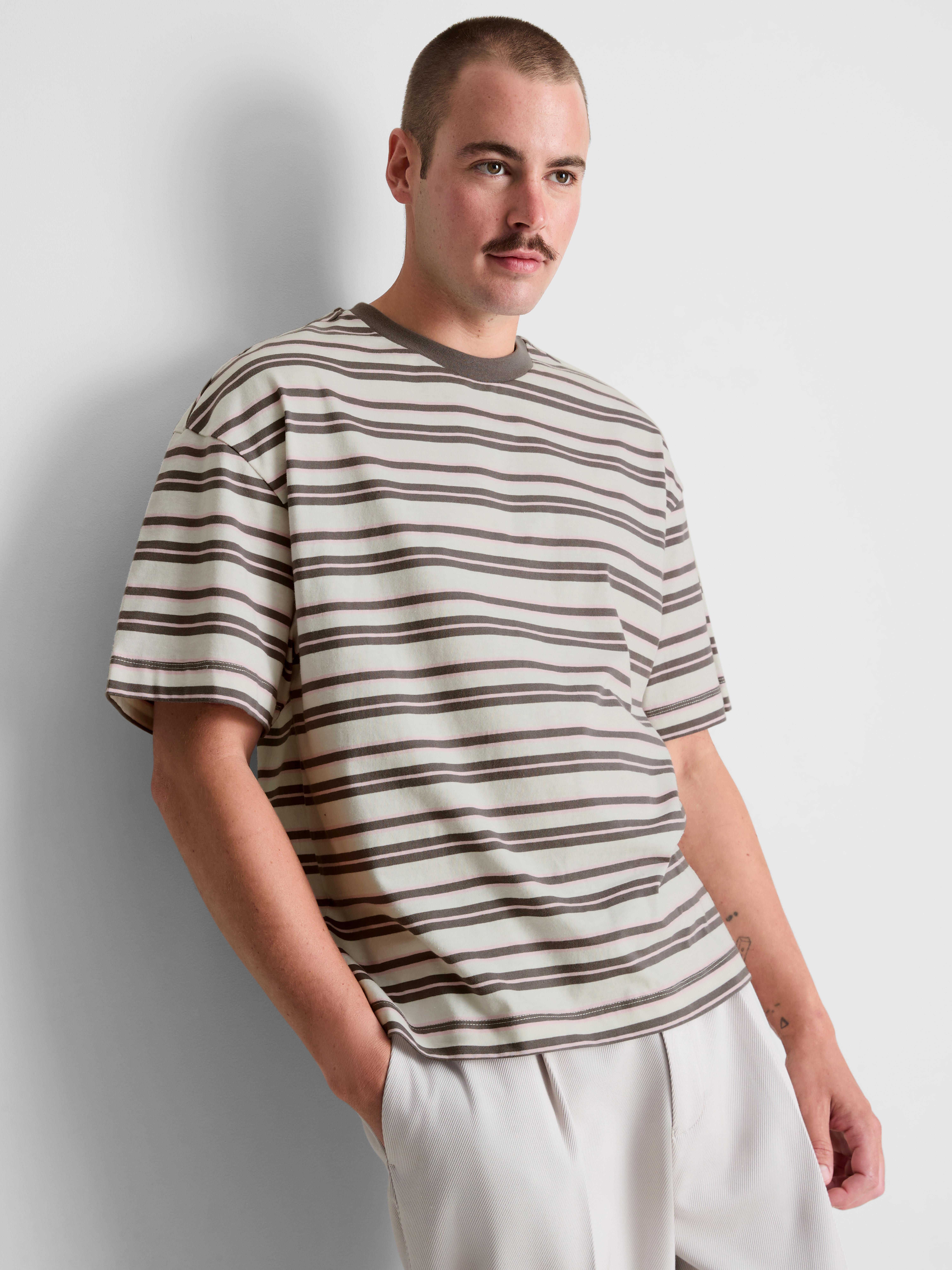 Pure Cotton Striped T-Shirt - Ivory