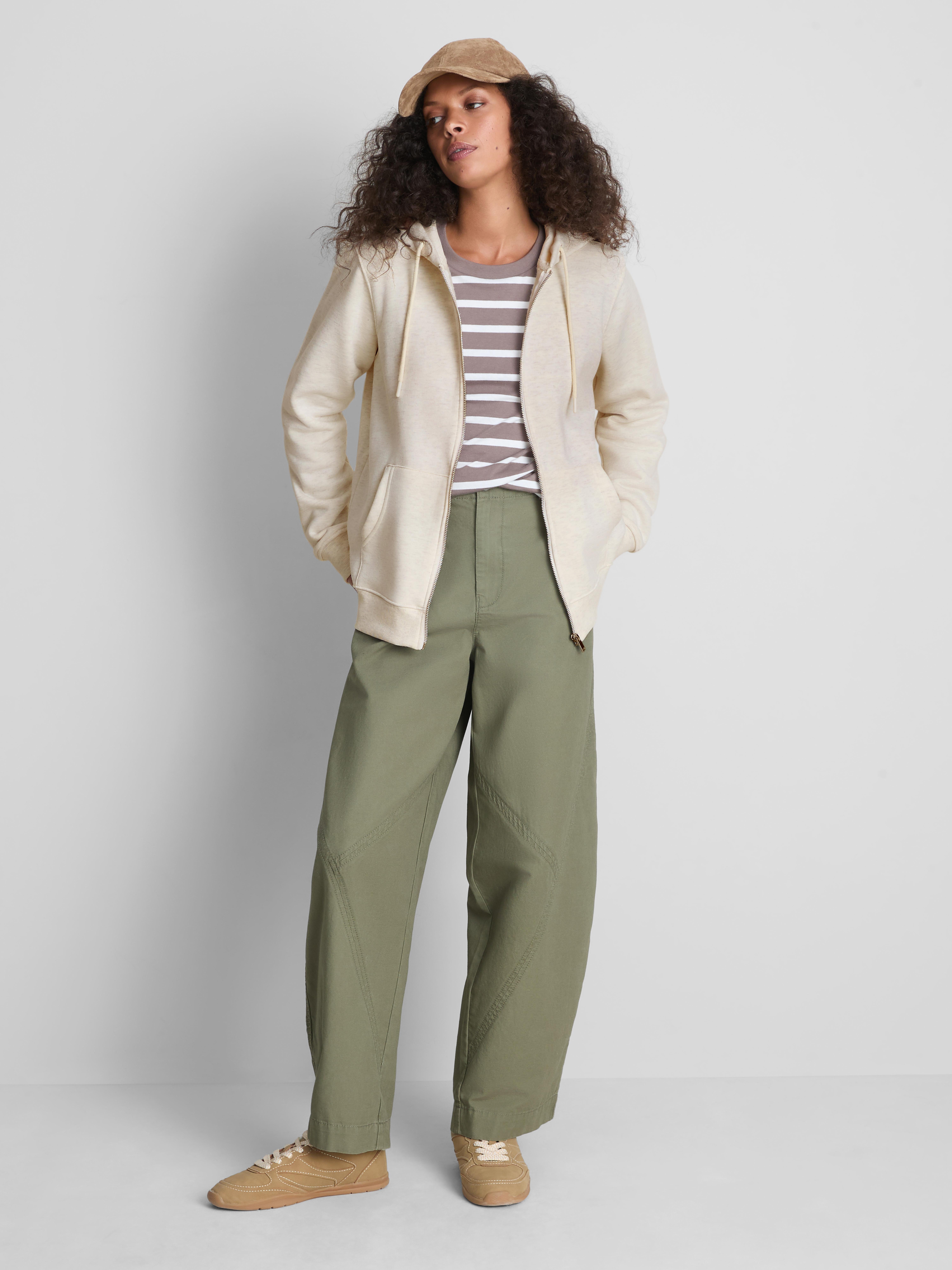 Essential Cotton Blend Zip Through Hoodie - Oatmeal