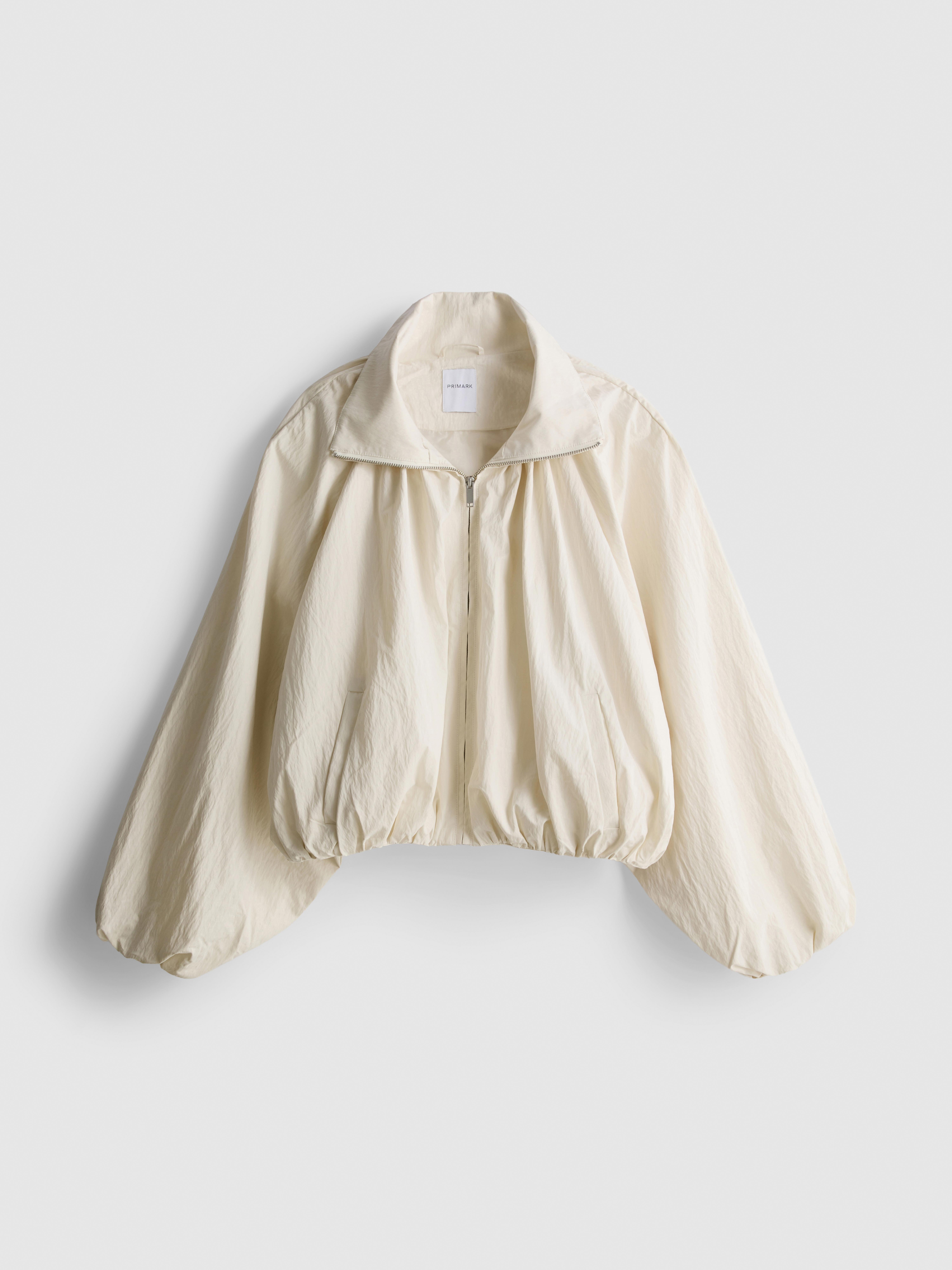 Ruched High-Neck Jacket - Ivory