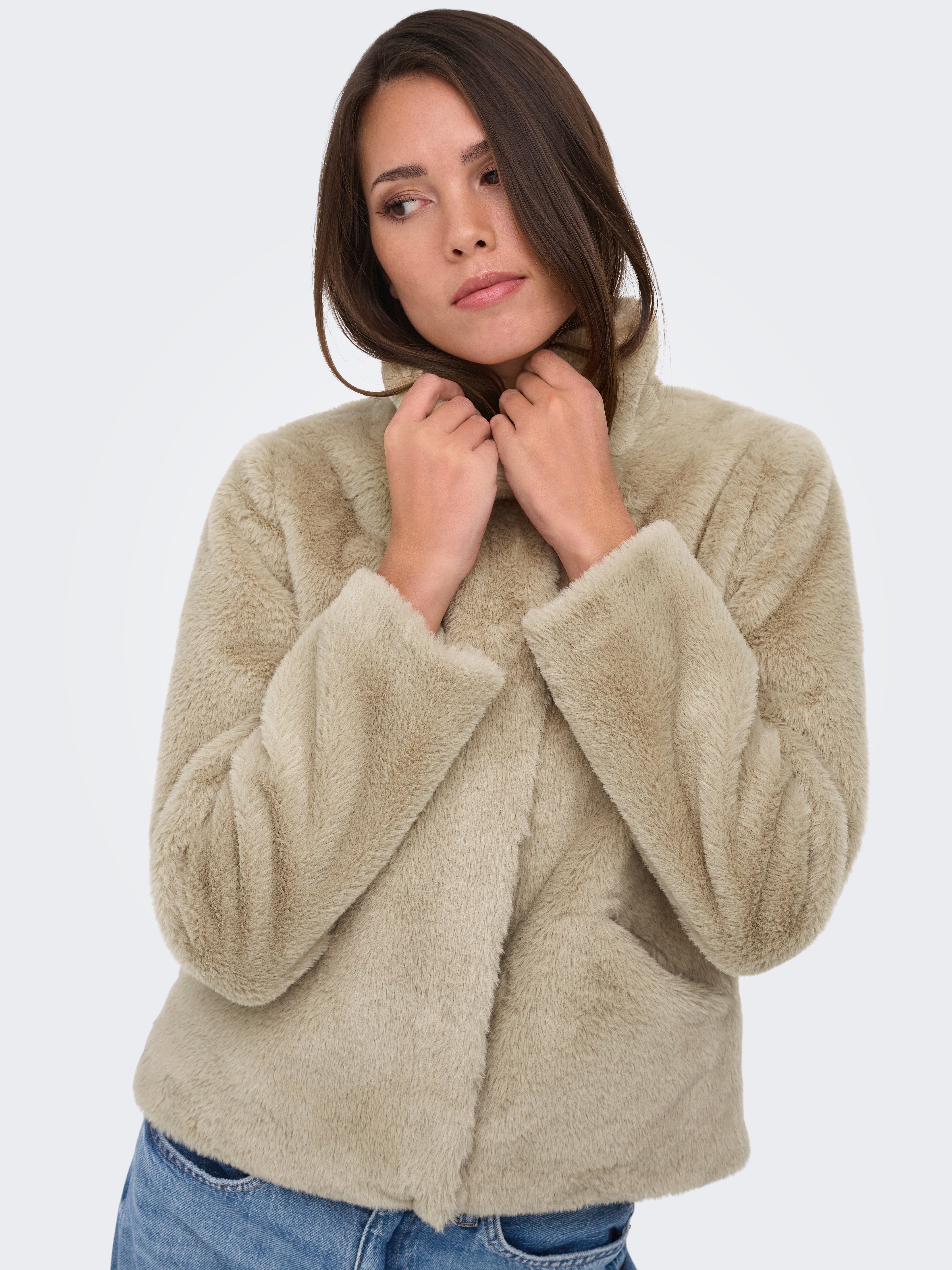 ONLNEWVIDA Synthetic fur jacket Humus