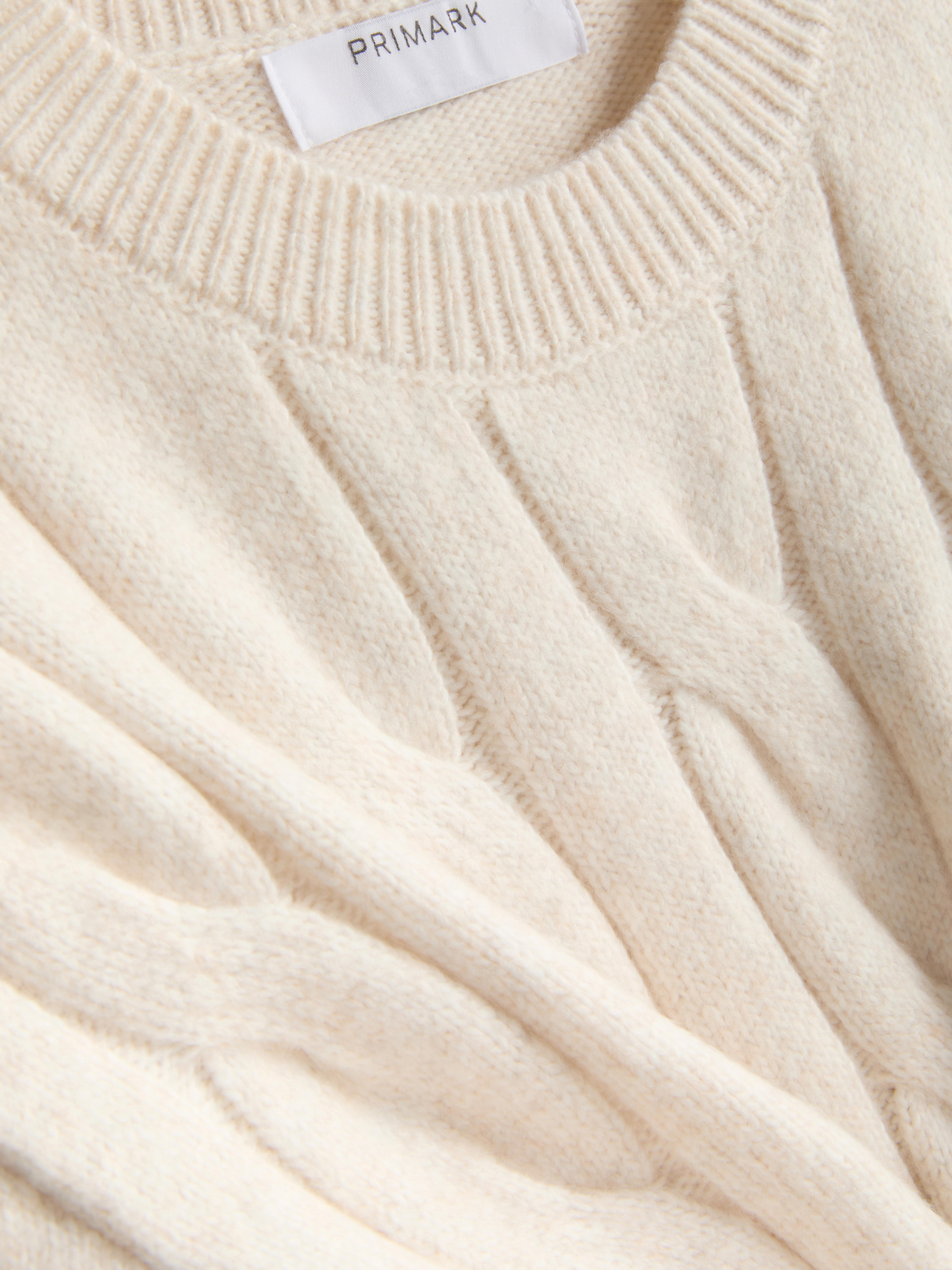 Cable Knit Crew Neck Sweater - Ivory
