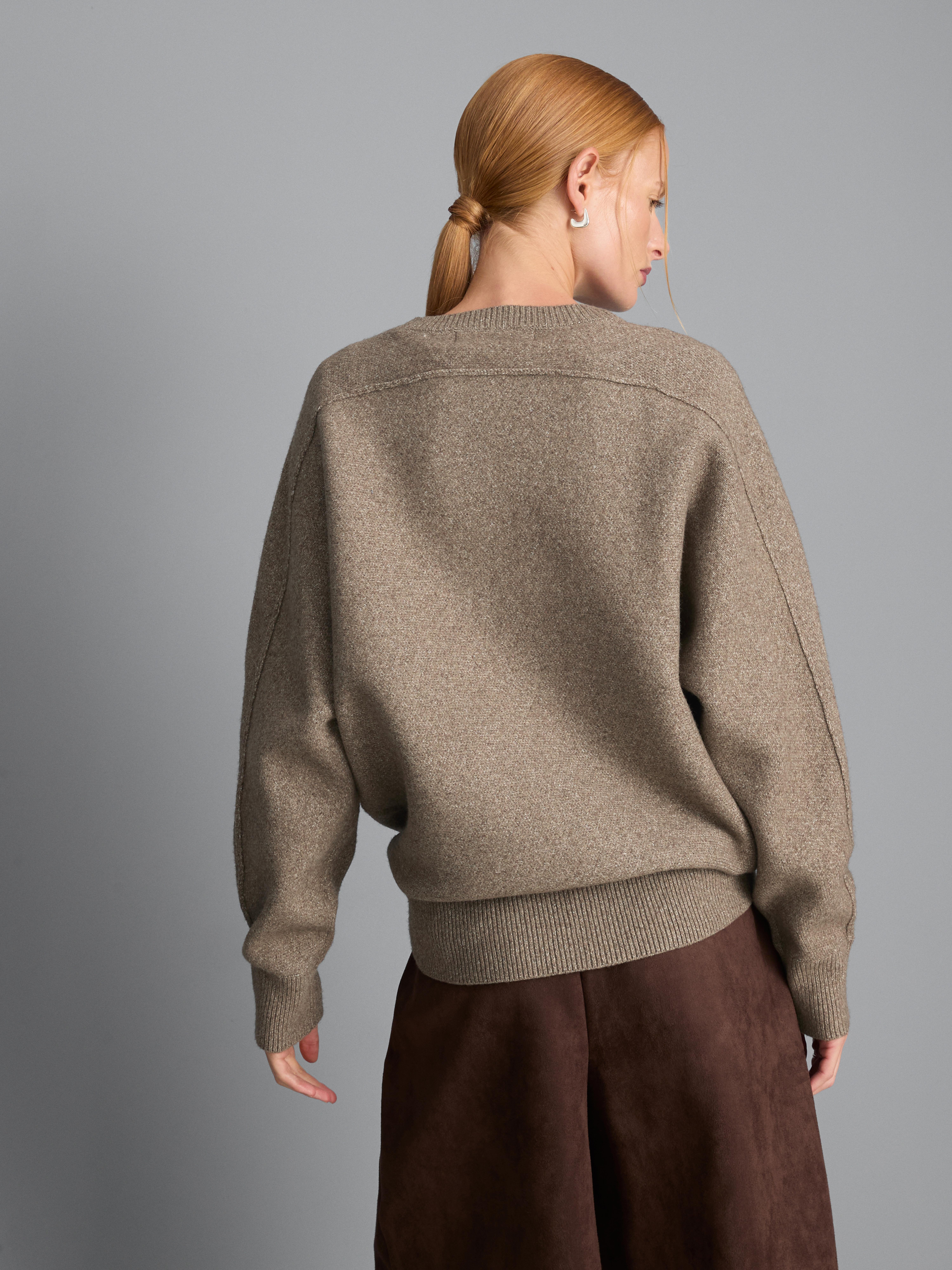 Oversized Knitted Cocoon Sweater - Taupe