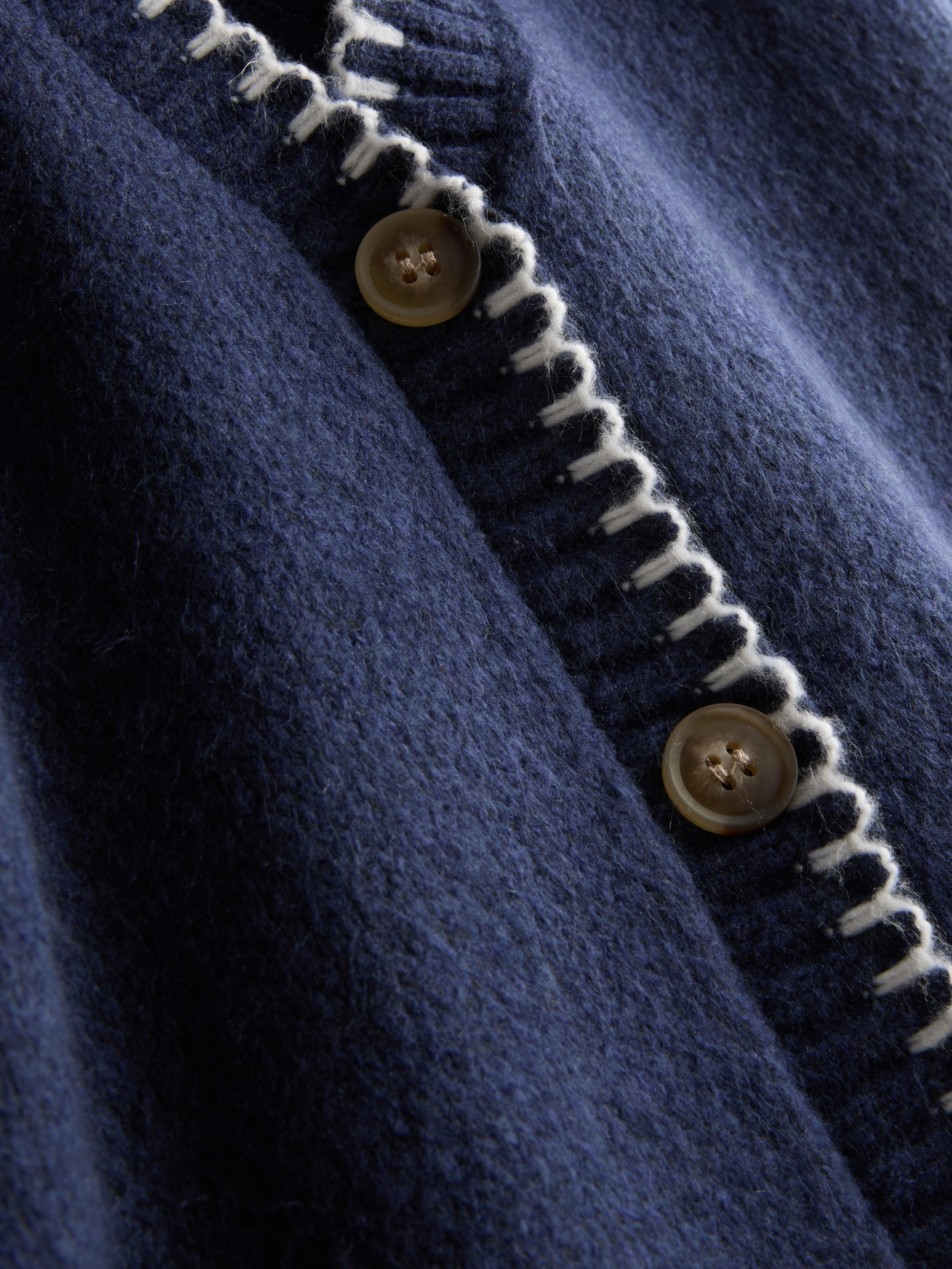 Halo Stitch V-Neck Cardigan - Navy