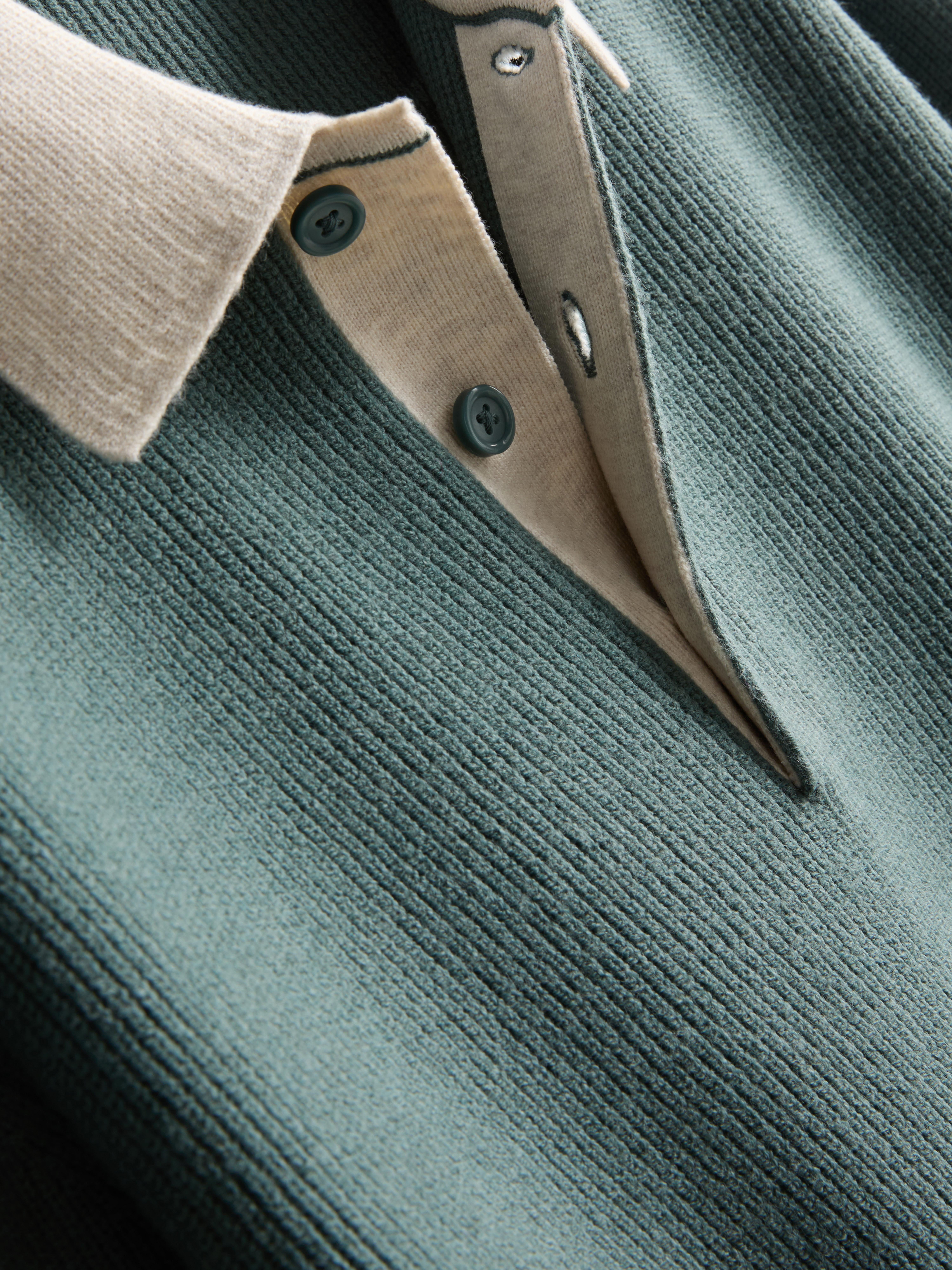 Knit Polo Sweater - Light Green
