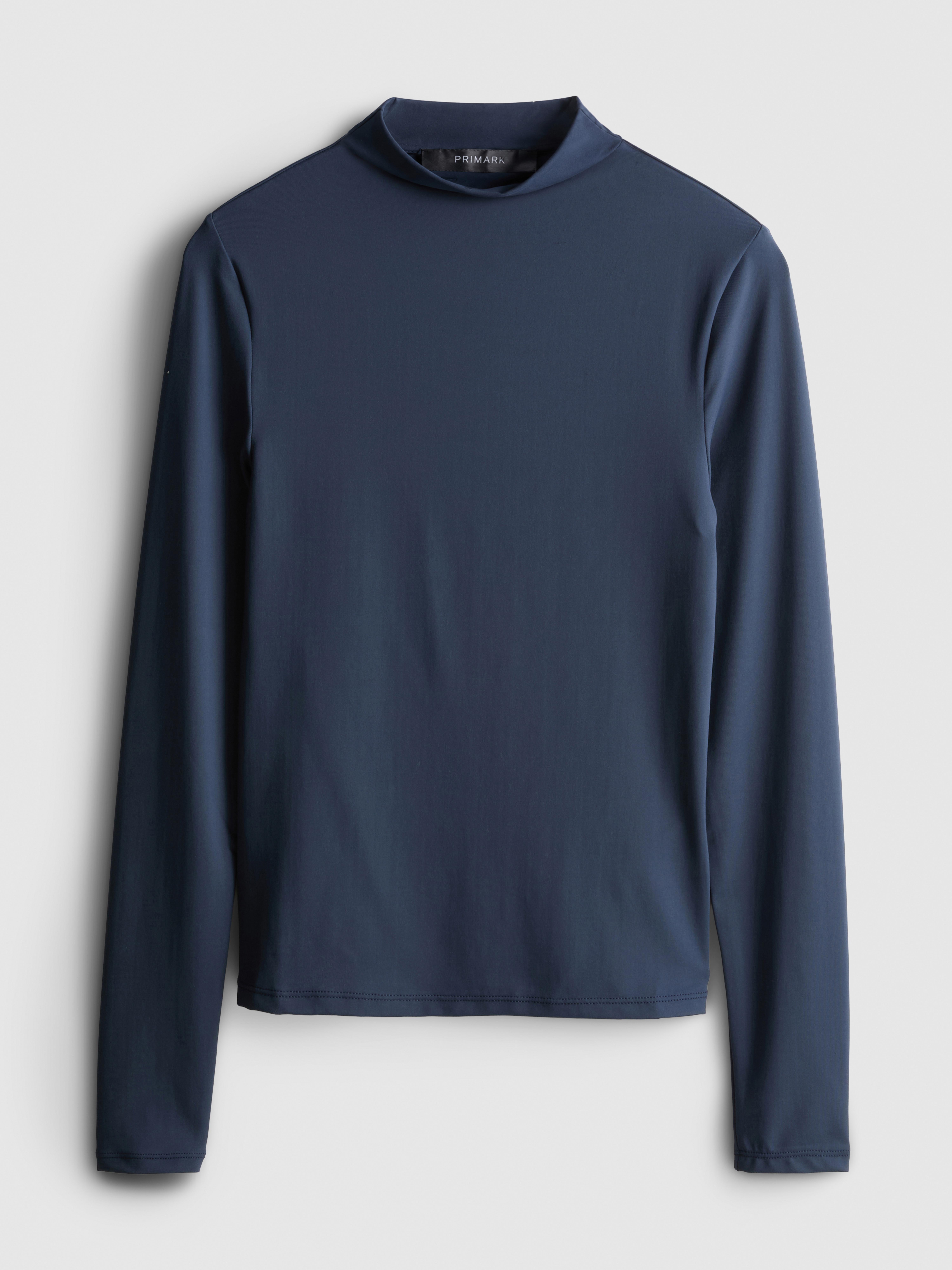 Second Skin High-Neck Long-Sleeve Top - Dark Blue