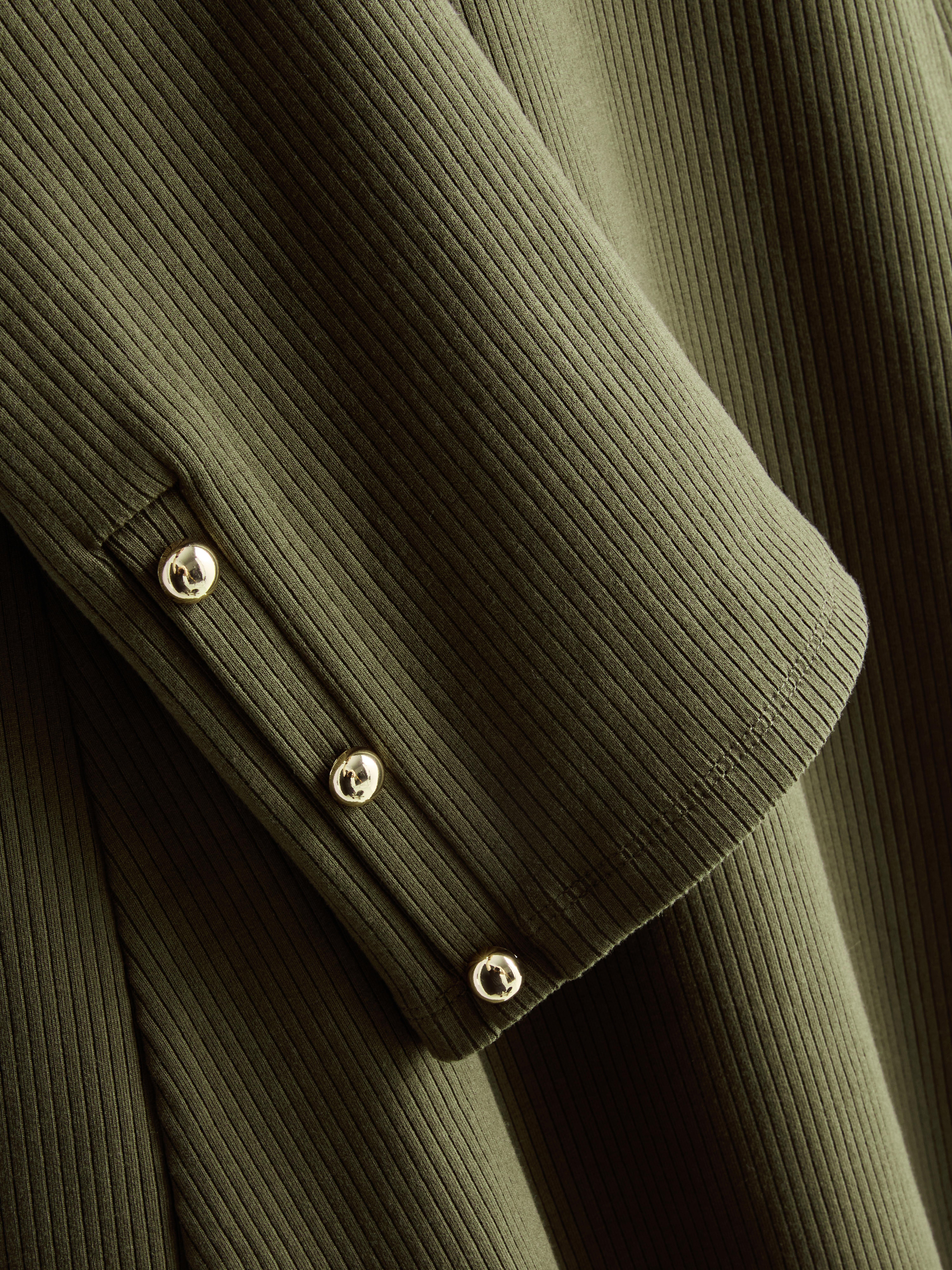 Ribbed A-Line Mini Dress - Olive