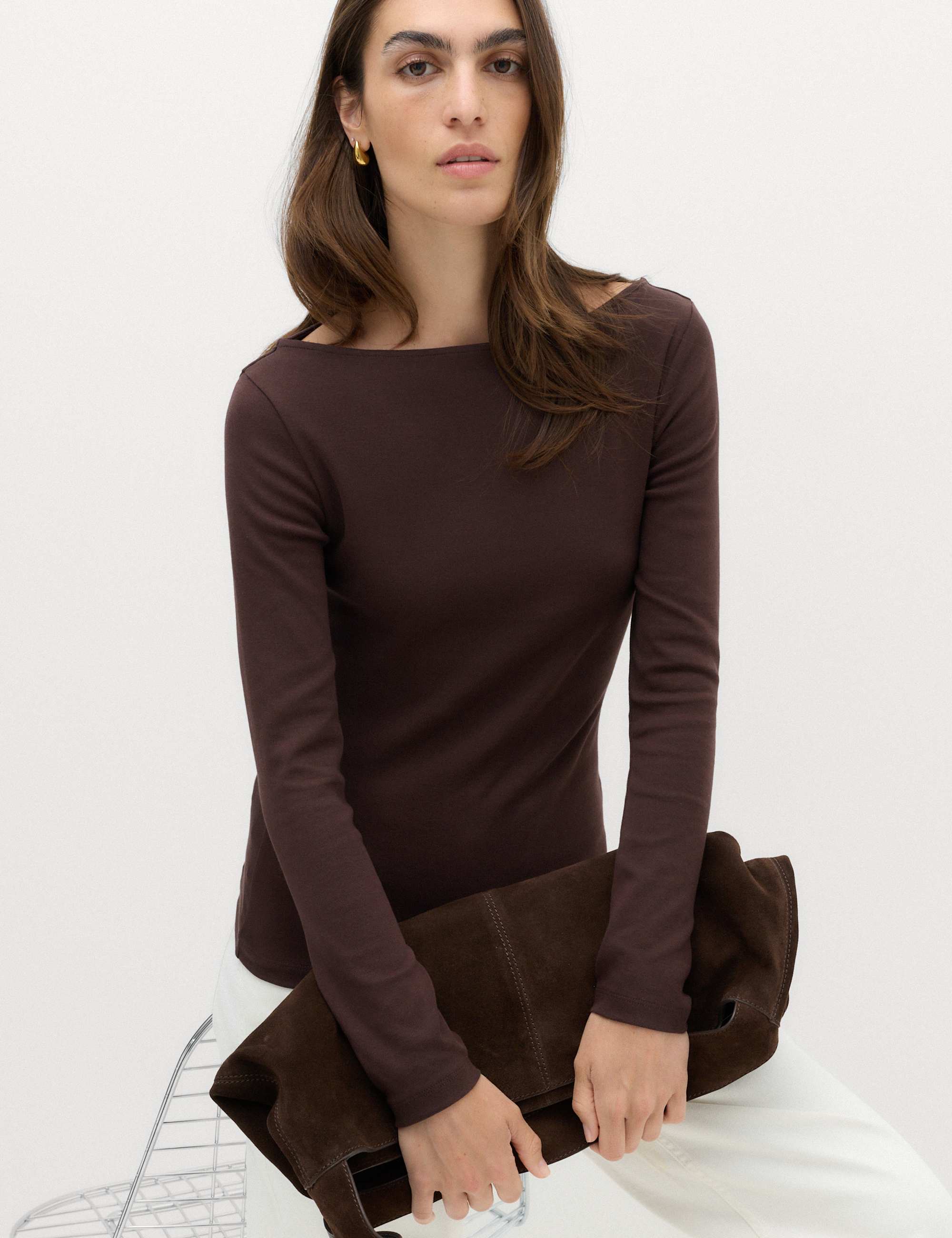 Cotton Rich Premium Slash Neck Top