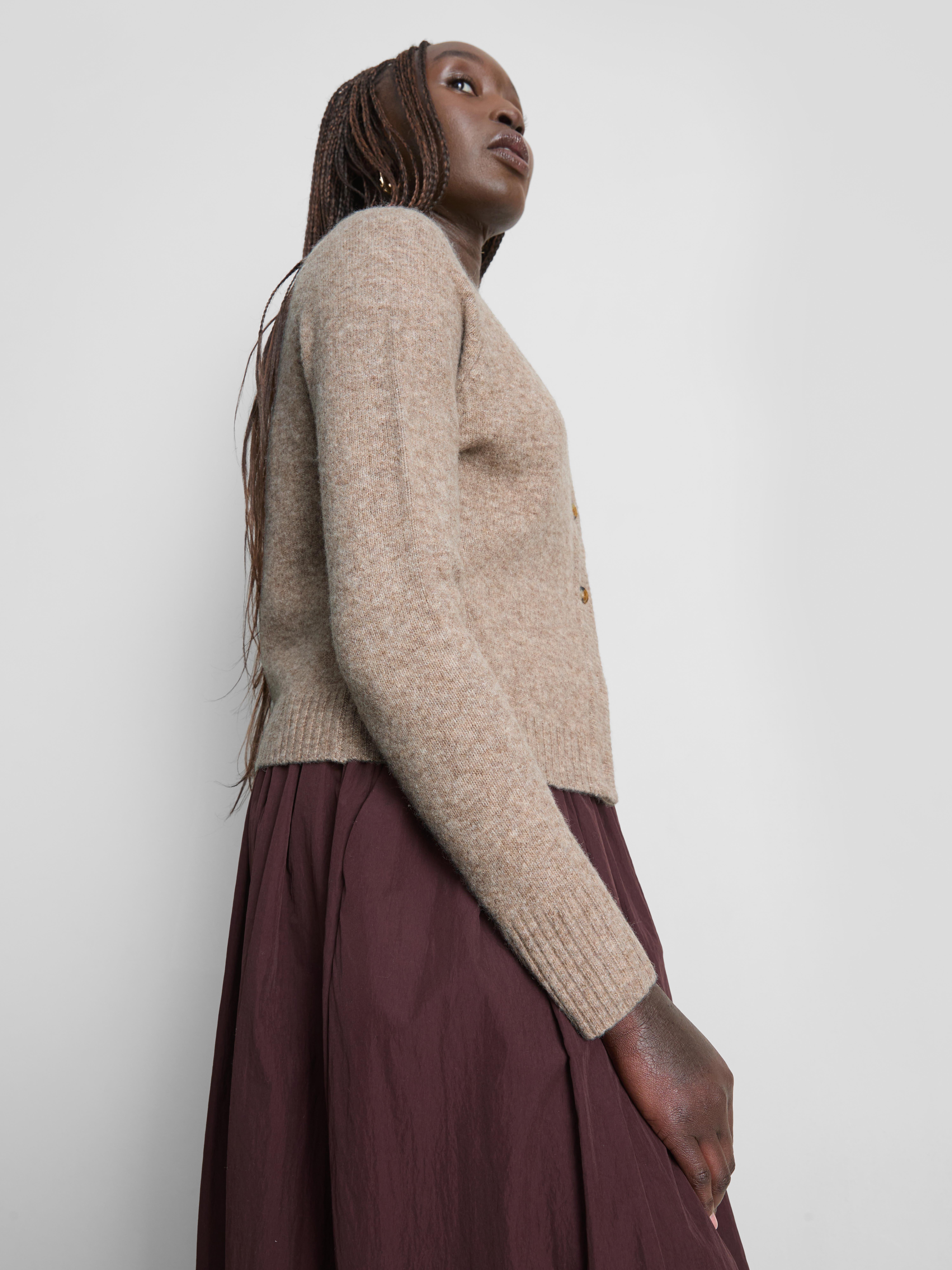 V-Neck Cardigan - Taupe