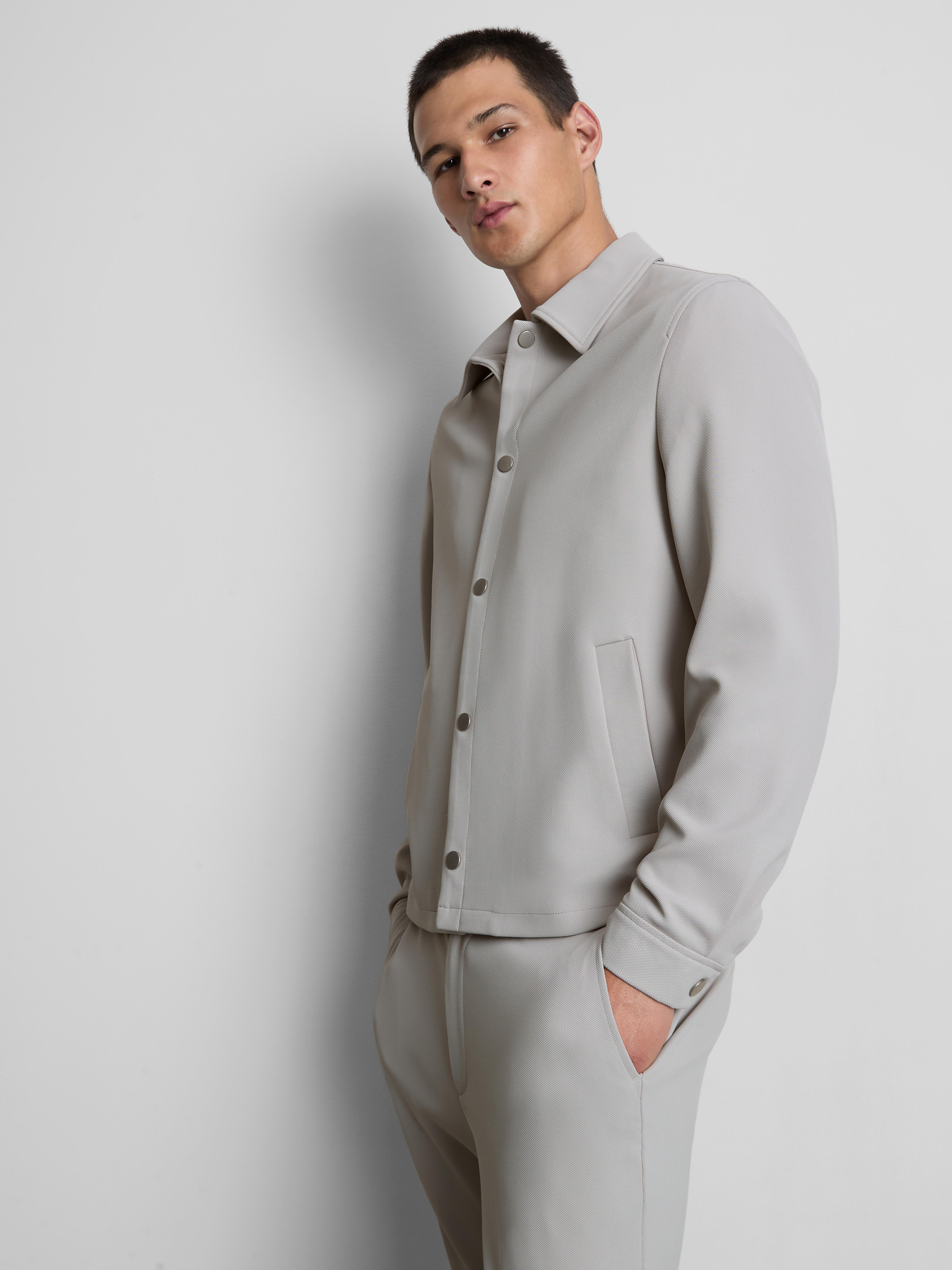 The Edit Regular Fit Collared Jacket - Light Gray