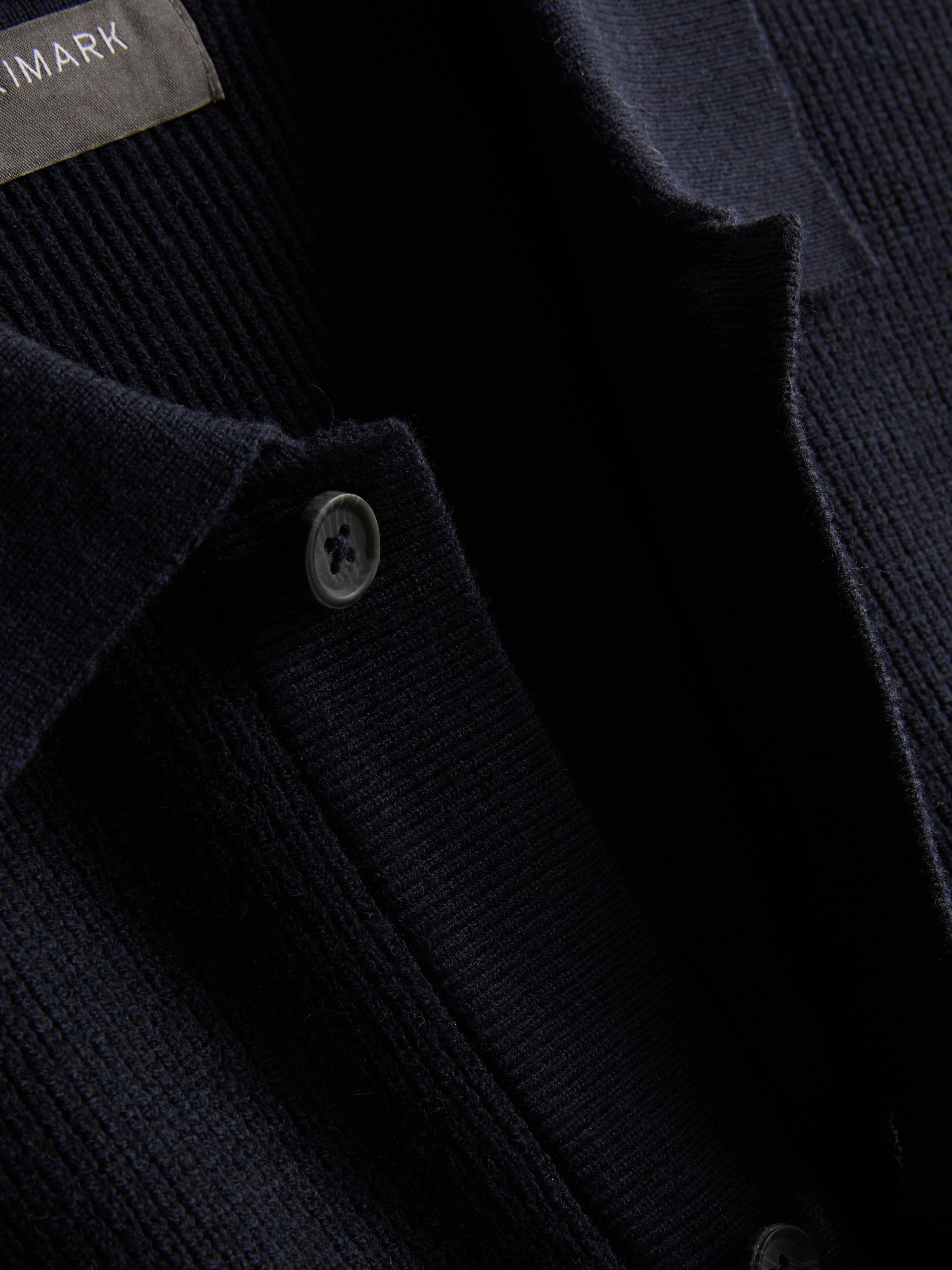 Wool Blend Knitted Cardigan - Navy